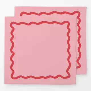 Servietten Wellenrand Pink Red