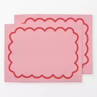 Tischset Wellenrand Pink Red