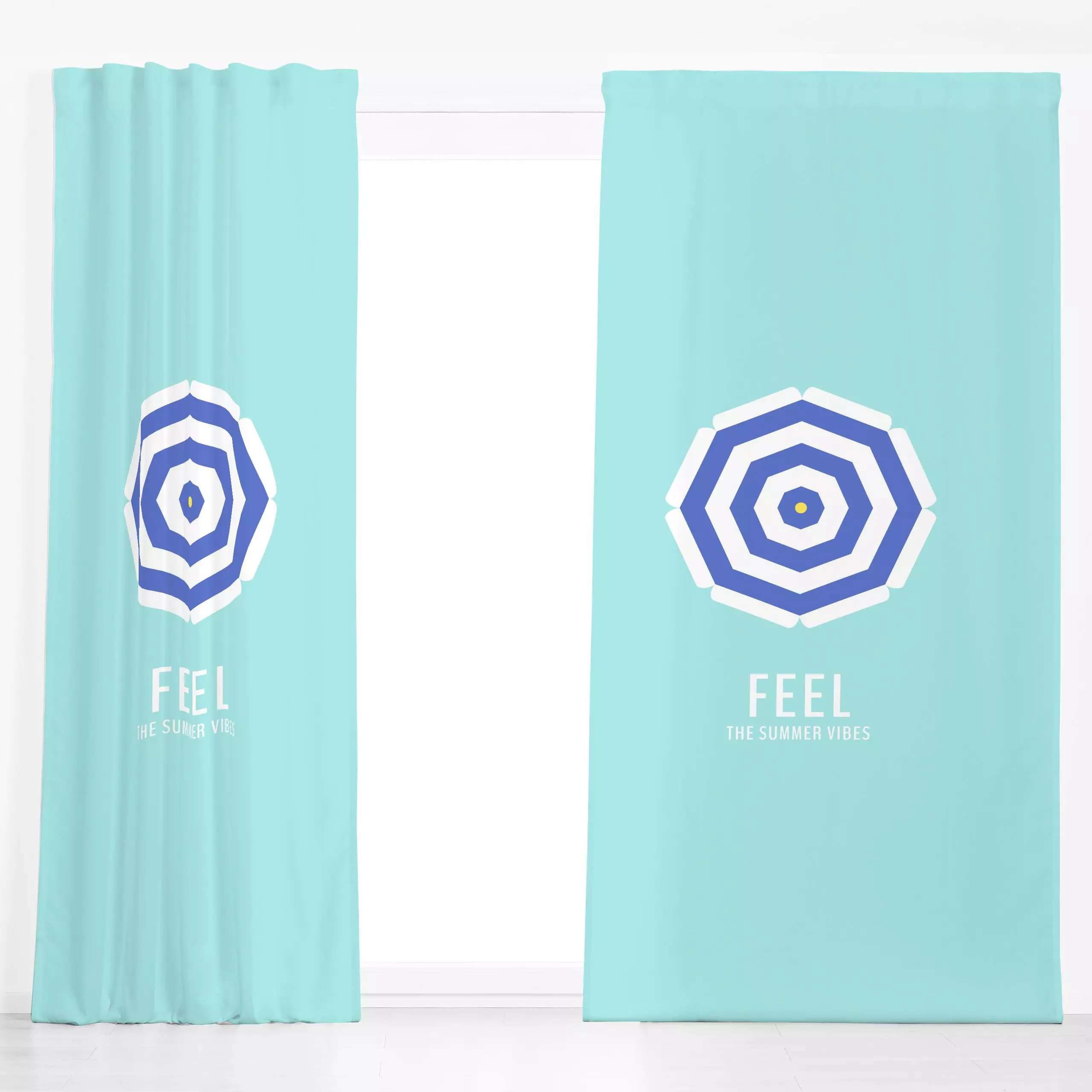 Dekovorhang Feel the summer vibes - Sommer, Symbole & Muster - von „Jana Moßmann"; Strand, Sonne, Urlaub, summer, Beach, Hap...