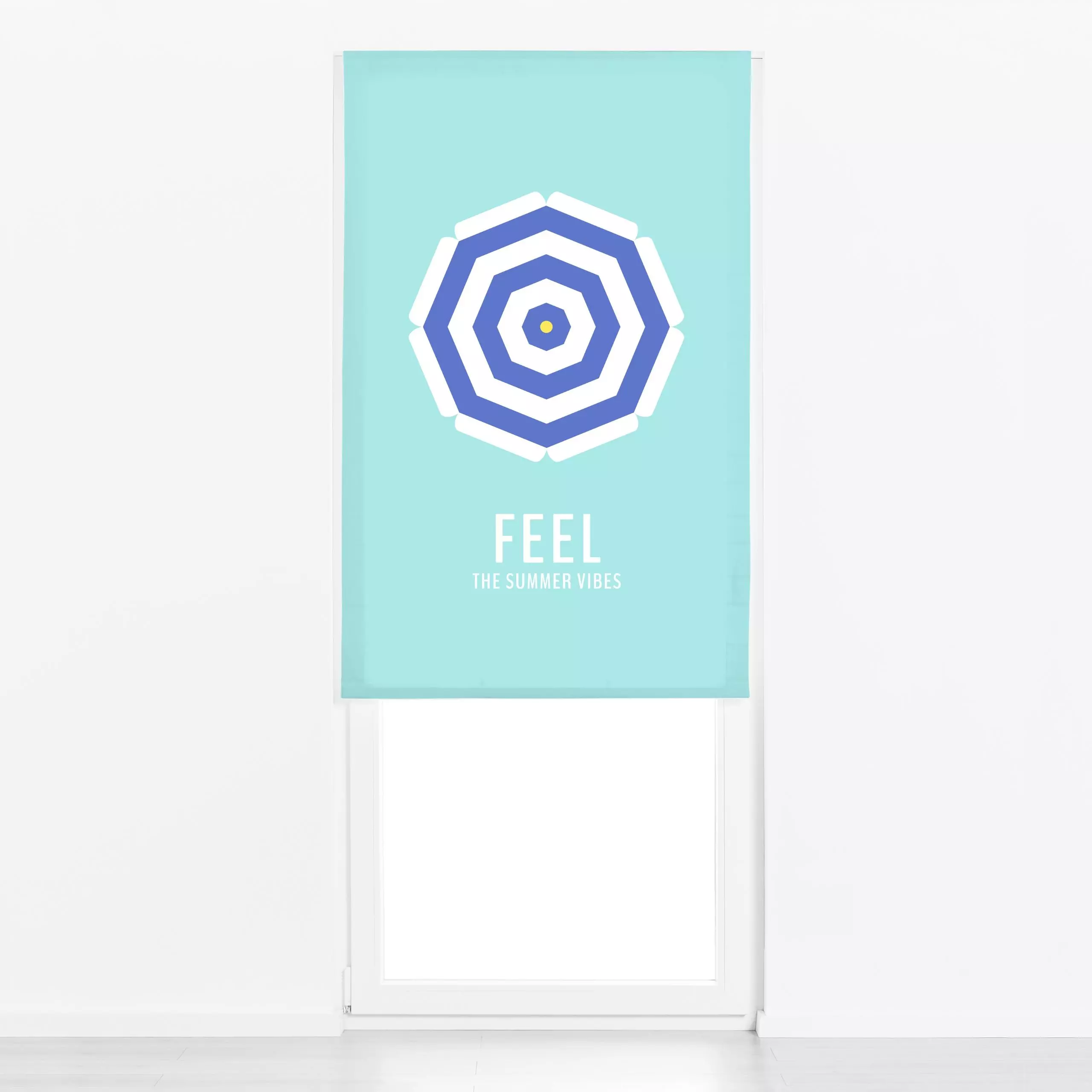 Raffrollo Feel the summer vibes - Sommer, Symbole & Muster - von „Jana Moßmann"; Strand, Sonne, Urlaub, summer, Beach, Happy...