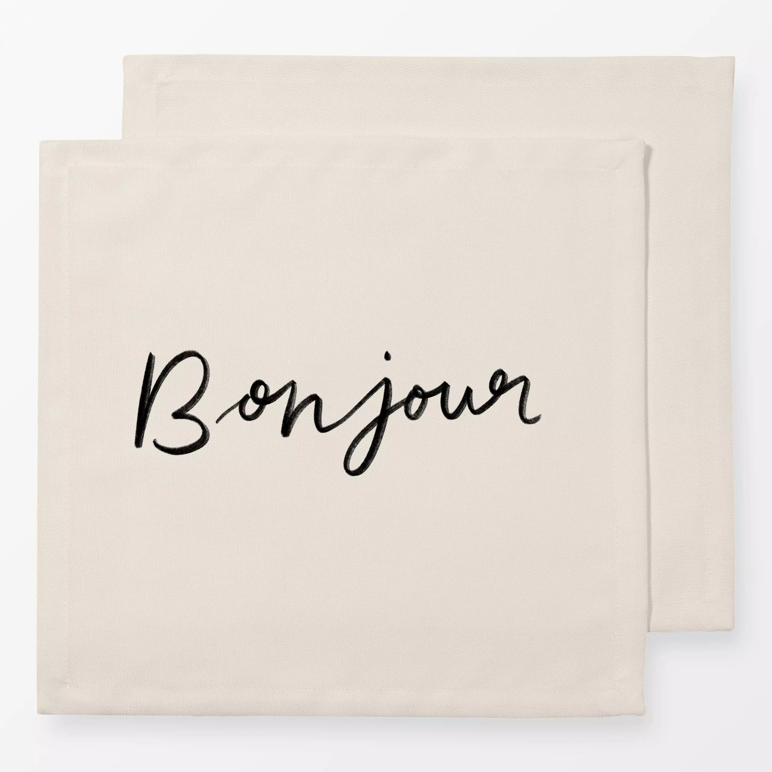 Servietten Bonjour - Sprüche & Schriftzüge - von „Studio Kesse"; typografie, schrift, Spruchkissen, handgeschrieben, Letteri...