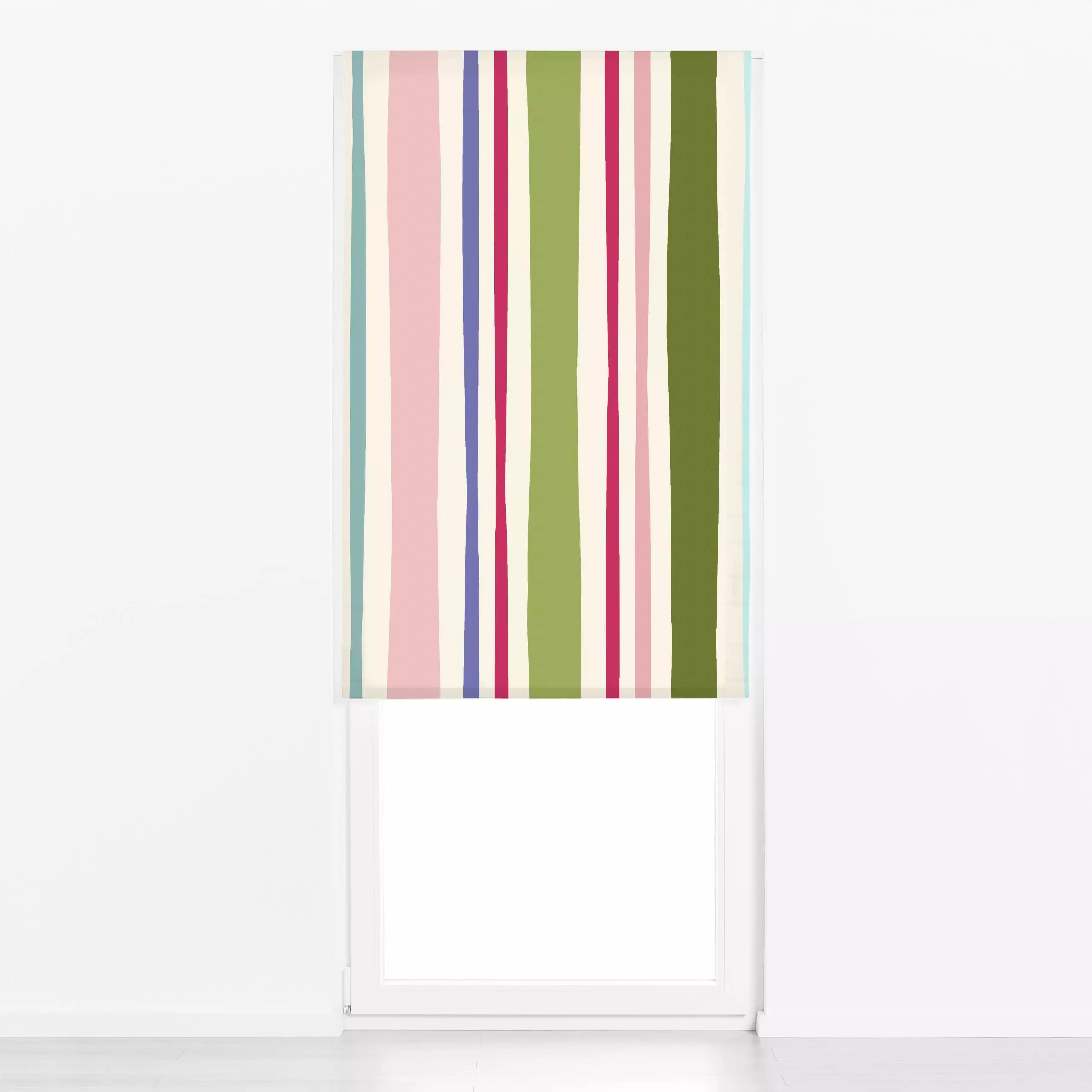 Raffrollo Kunterbunte Sommer Streifen - Sommer, Symbole & Muster - von „Uta Naumann"; boho, Streifen, Garten, Sommerblumen, ...