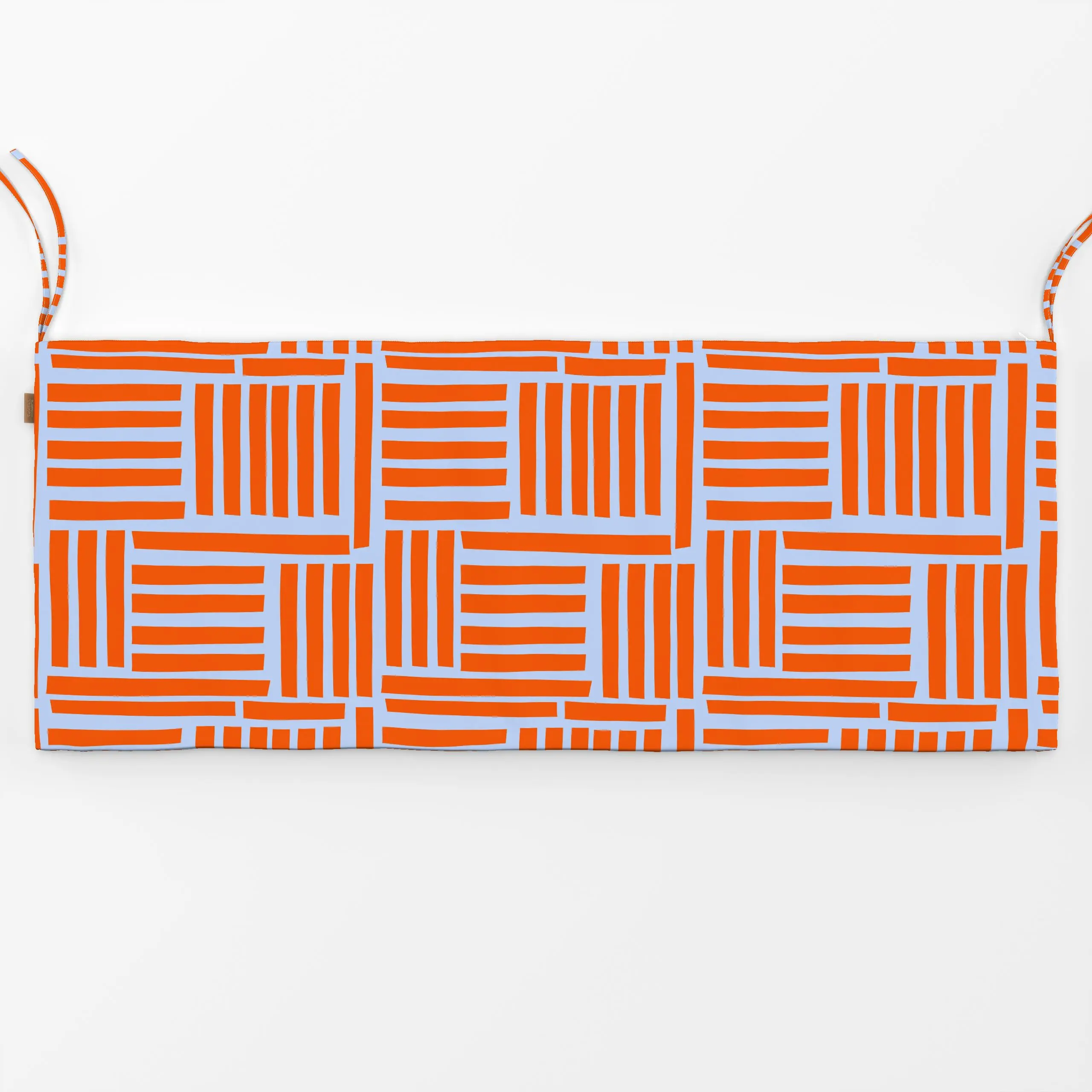 Bankauflage Sunny Orange Linien - Frühling, Symbole & Muster - von „Lisa Jasmin Bauer"; Muster, abstrakt, Streifen, Geometri...