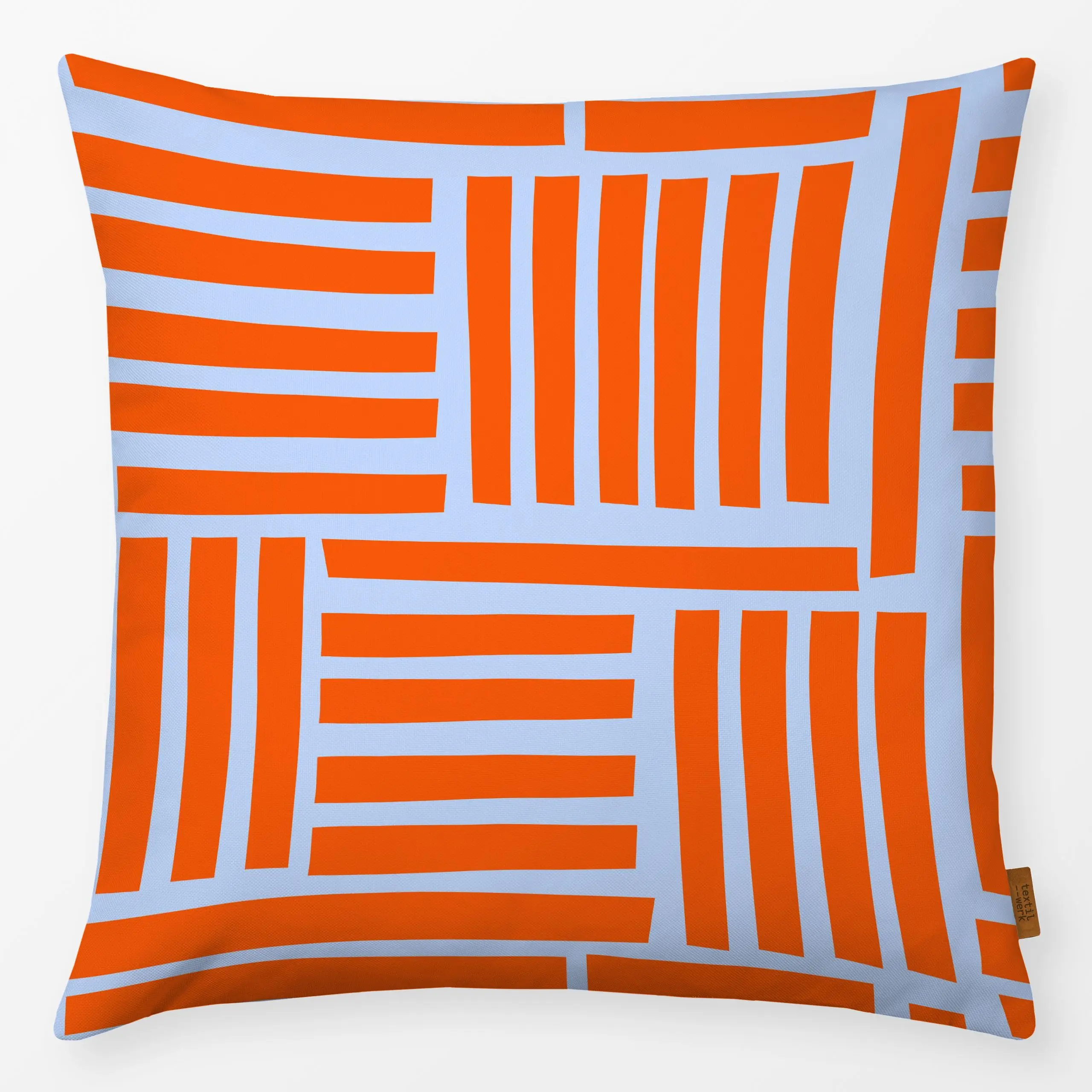 Kissen Sunny Orange Linien - Frühling, Symbole & Muster - von „Lisa Jasmin Bauer"; Muster, abstrakt, Streifen, Geometrisch, ...