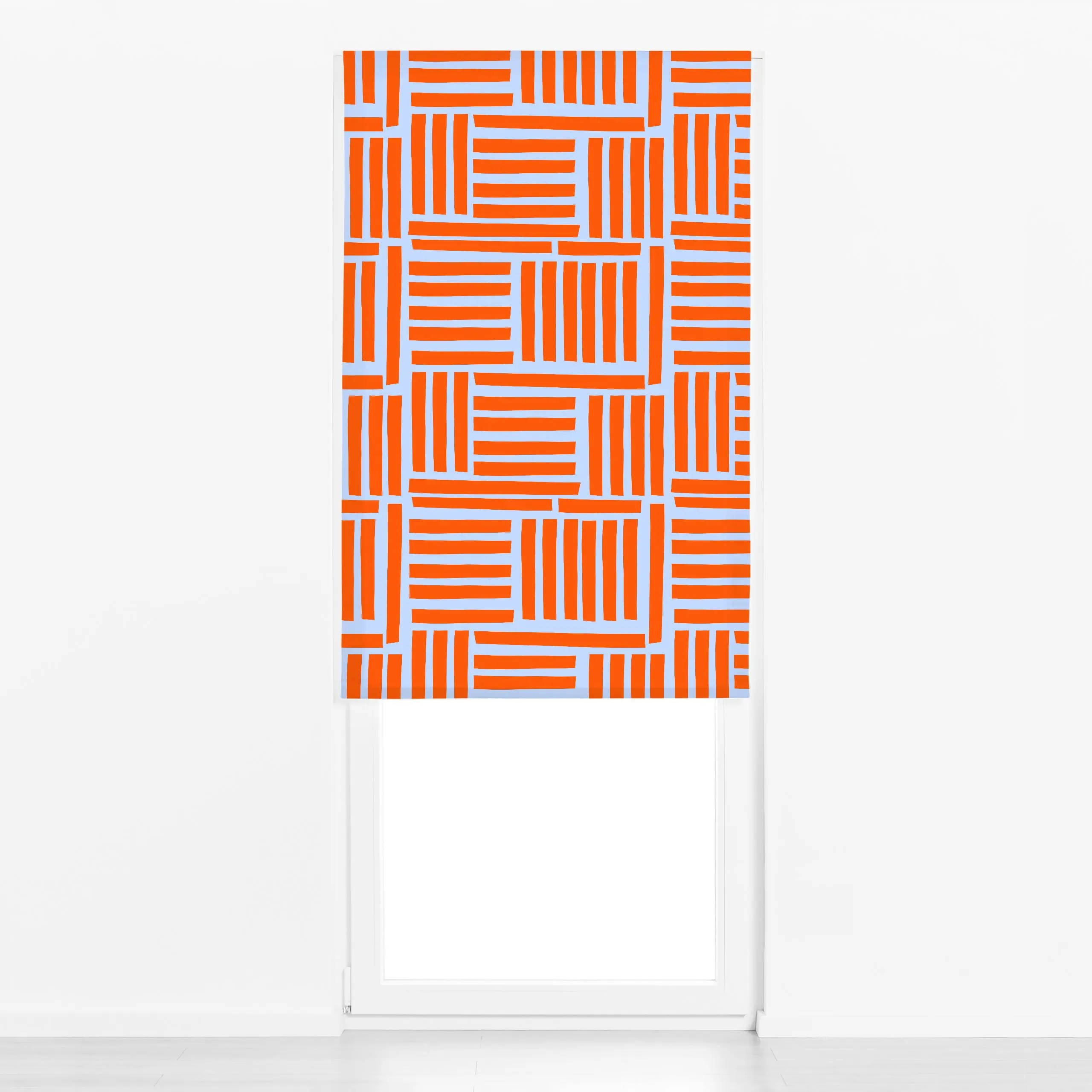 Raffrollo Sunny Orange Linien - Frühling, Symbole & Muster - von „Lisa Jasmin Bauer"; Muster, abstrakt, Streifen, Geometrisc...
