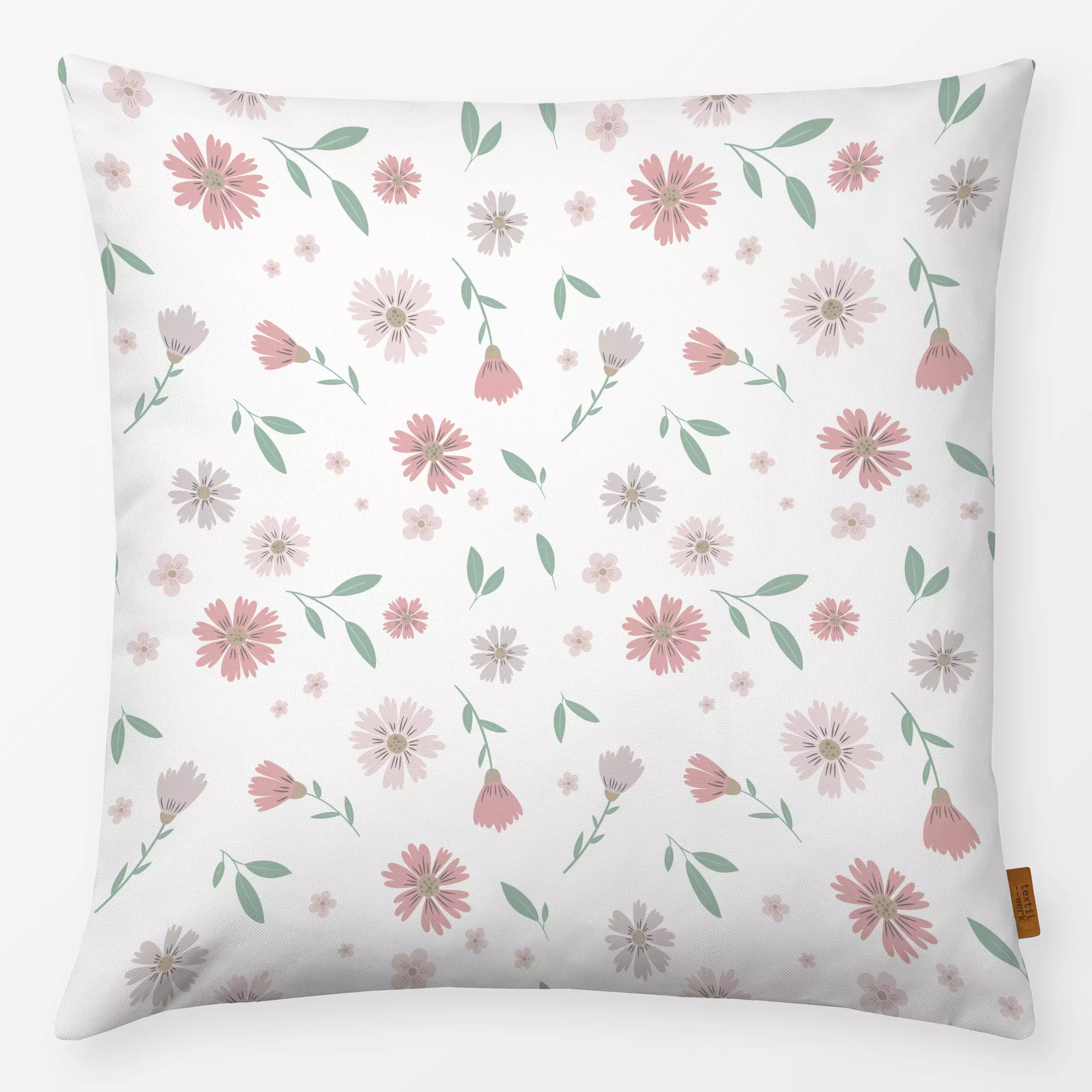 Kissen Blumen aus dem Garten rosé - Blumen & Florales, Frühling, Sommer - von „Heyduda"; Muster, Blumen, Garten, Blüten, Som...