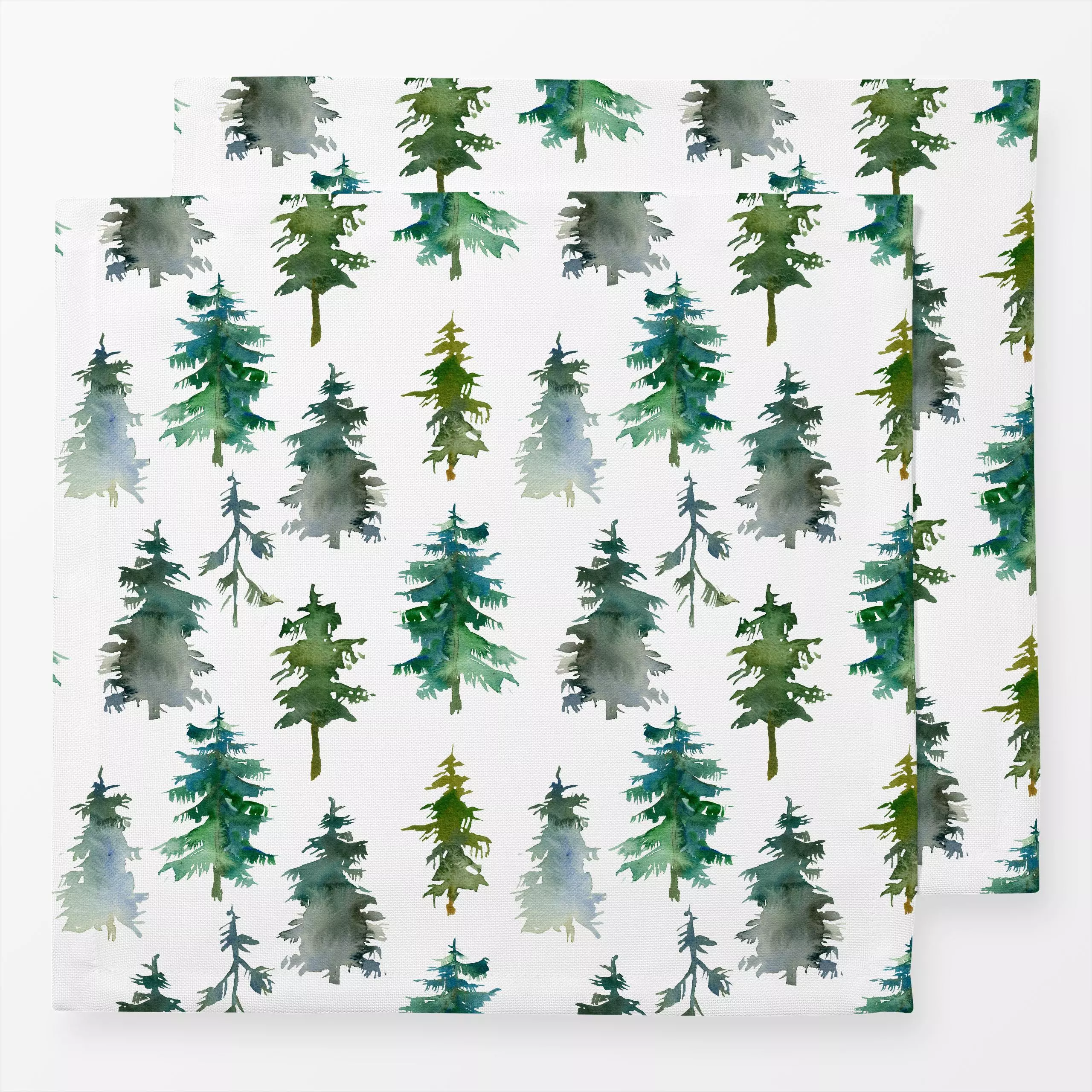 Servietten Tannenbäume - Natur & Landschaft, Winter - von „Uta Naumann"; Muster, Wasserfarben, skandinavisch, Bäume, Hygge, ...