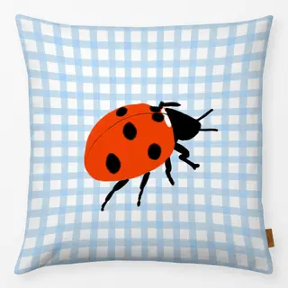 Kissen Marienkäfer Blau kariert