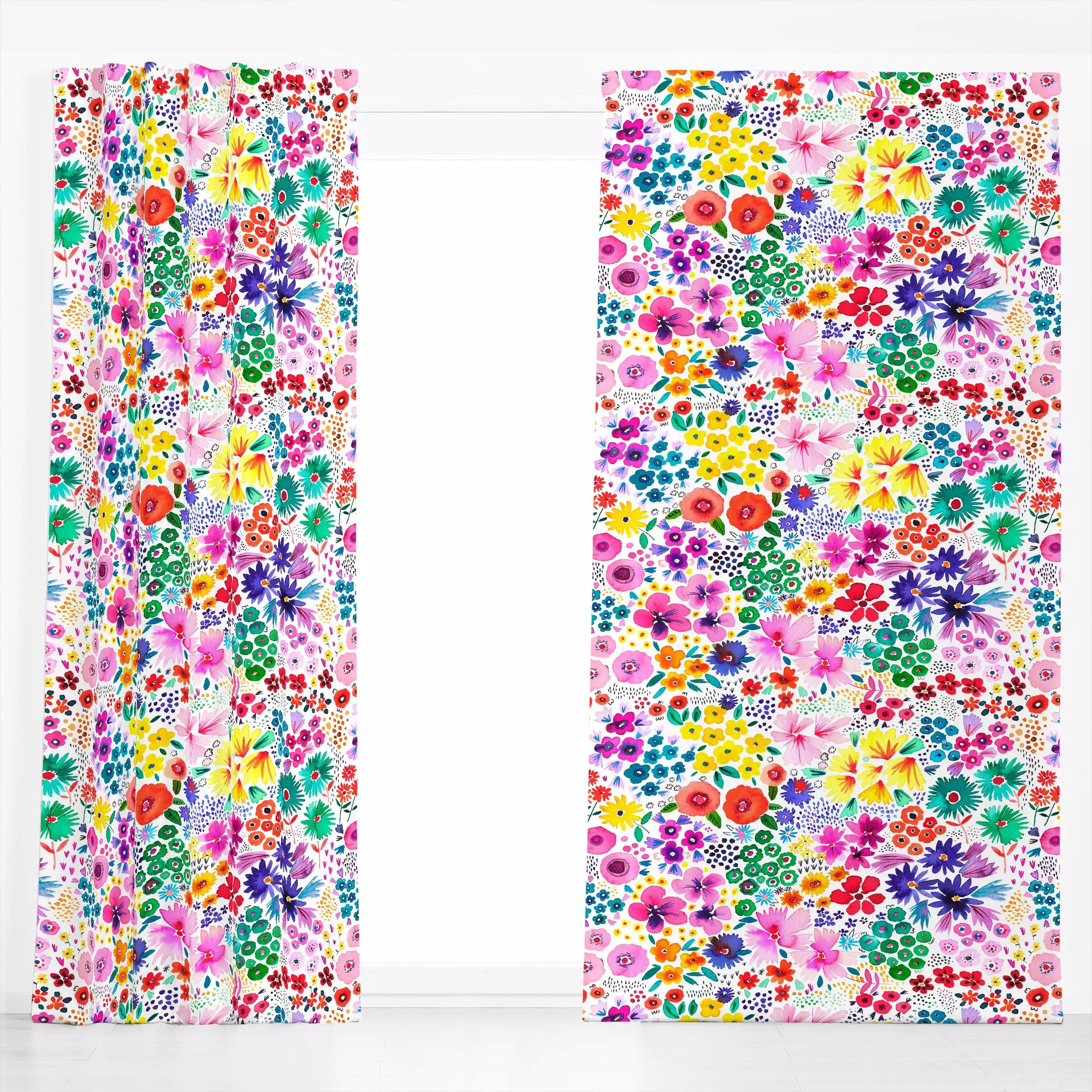 Dekovorhang Artful Spring Flowers - Blumen & Florales, Frühling, Sommer - von „Ninola Design "; Blumen, Wildblumen, floral, ...