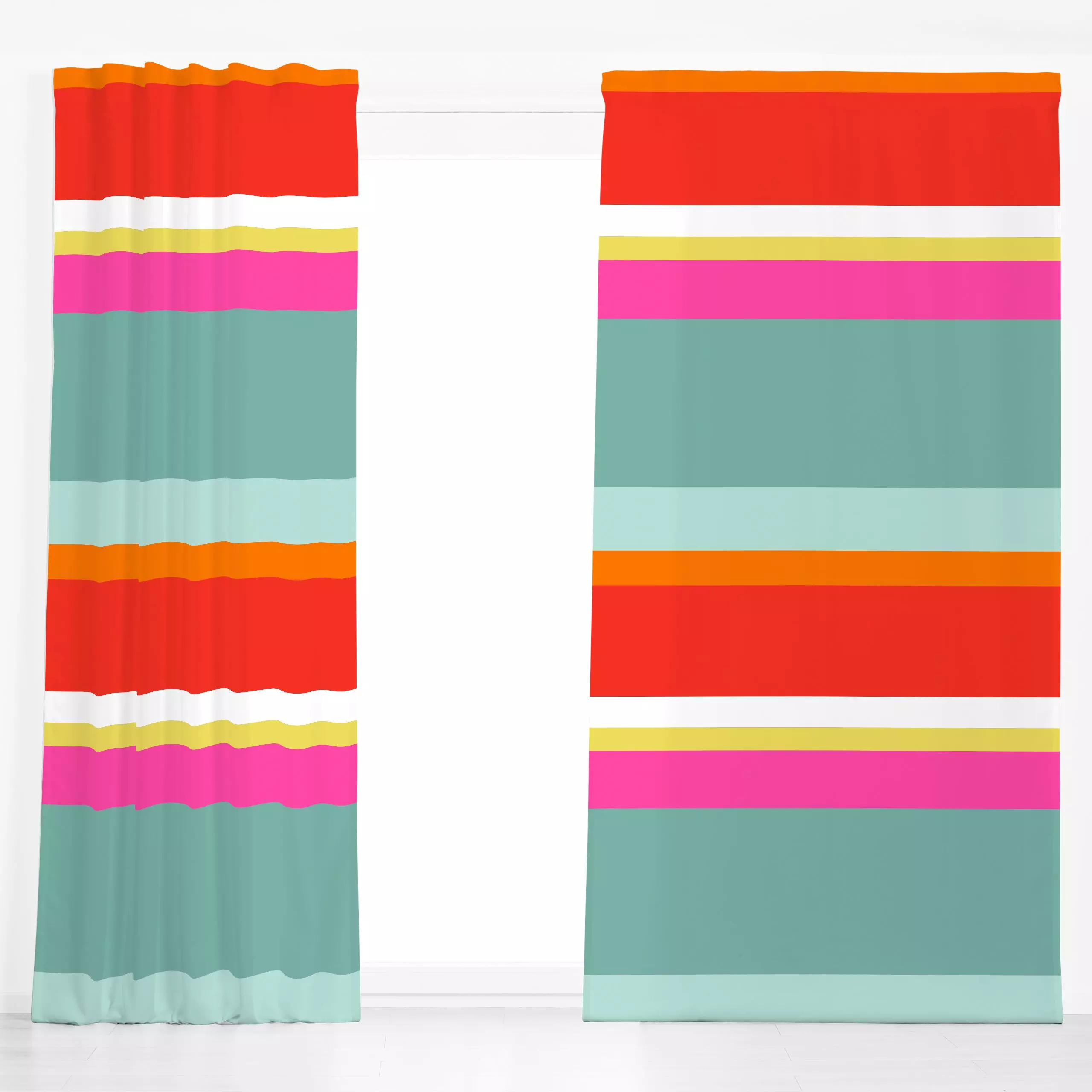 Dekovorhang Happy Summer 6 - Sommer, Symbole & Muster, Retro & Vintage - von „Uta Naumann"; boho, Streifen, Retro, Garten, b...