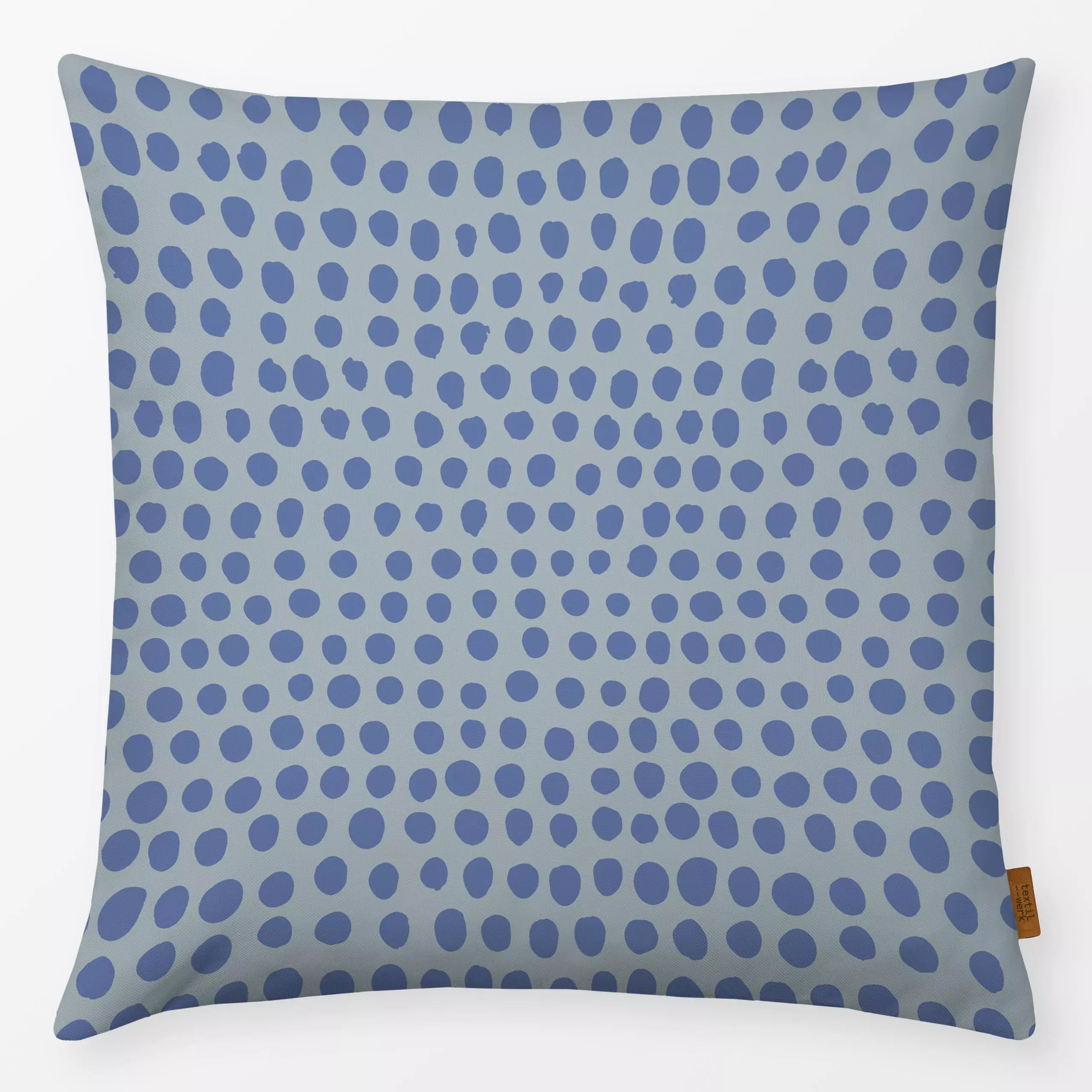 Kissen Puntos agua - Sommer, Symbole & Muster - von „Julia Schumacher"; minimal, abstrakt, Blaugrau, Punkte, graphisch, Dots...