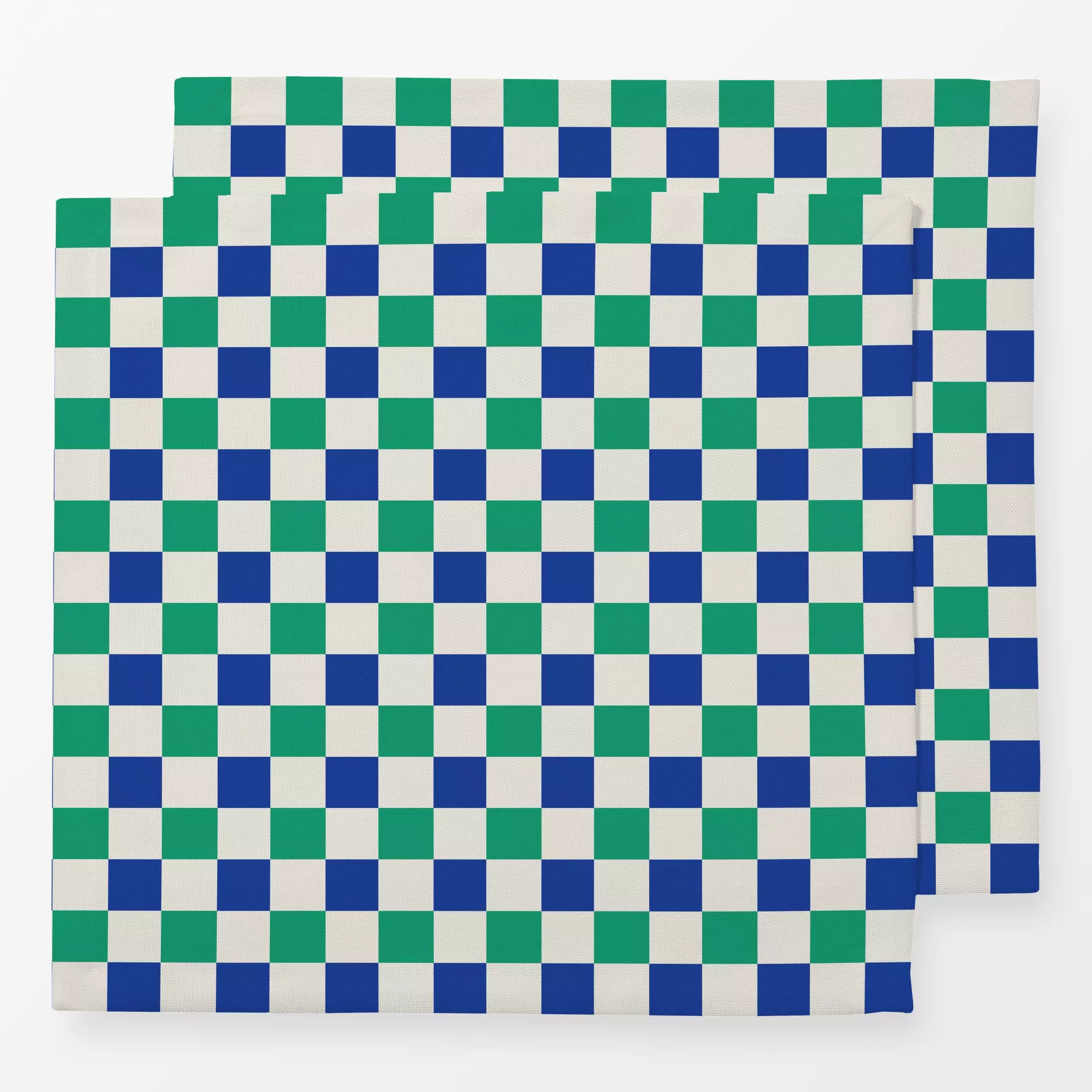 Servietten Karo Grün Blau Creme - Sommer, Symbole & Muster, Retro & Vintage - von „Mareen Heinz"; Blaugrau, Retro, kariert, ...