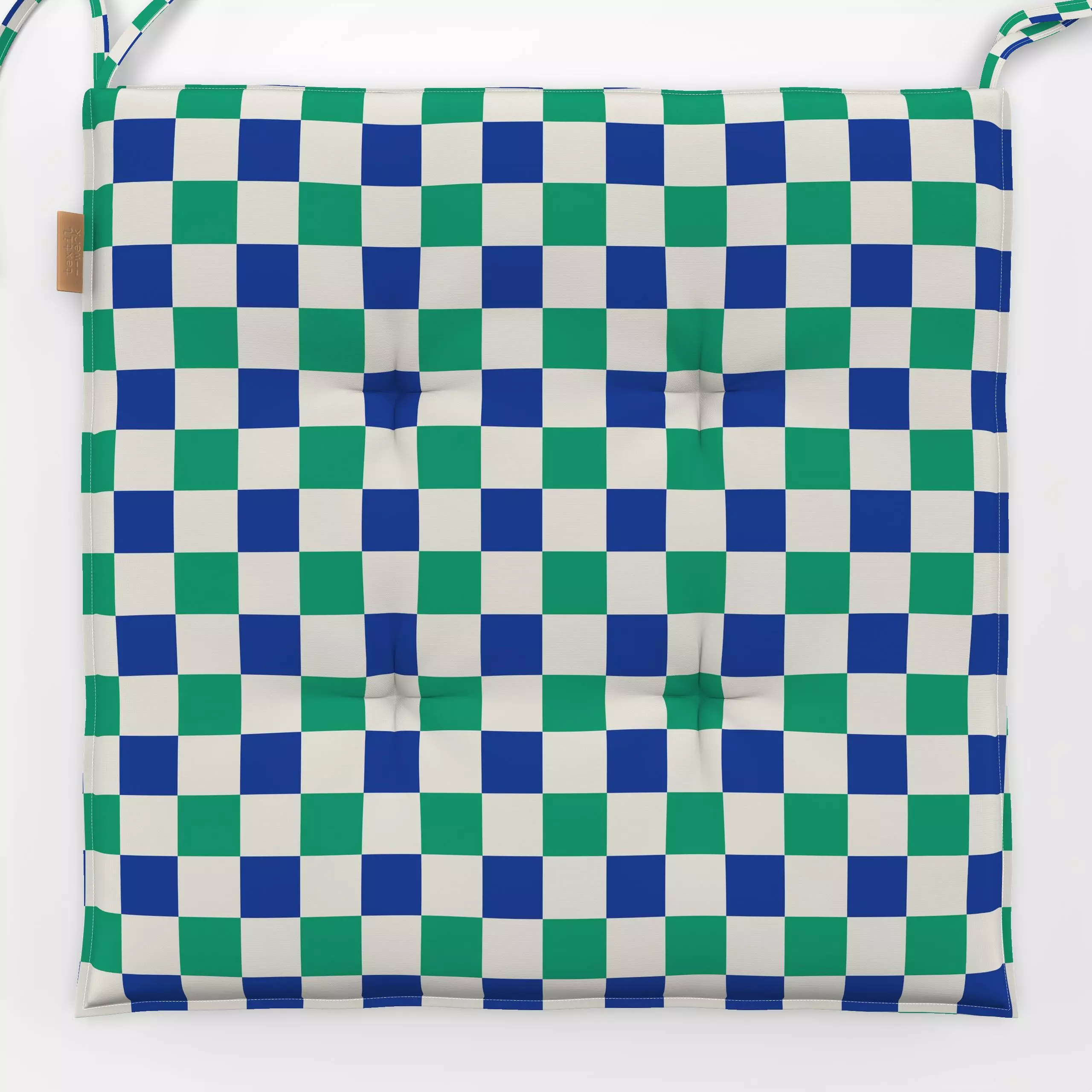 Sitzkissen Karo Grün Blau Creme - Sommer, Symbole & Muster, Retro & Vintage - von „Mareen Heinz"; Blaugrau, Retro, kariert, ...