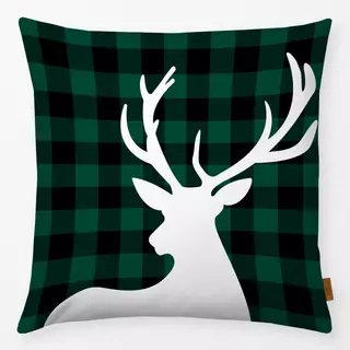 Kissen Christmas Deer Green Checked