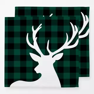 Servietten Christmas Deer Green Checked