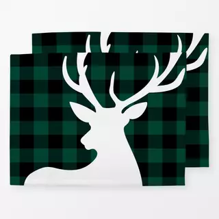 Tischset Christmas Deer Green Checked