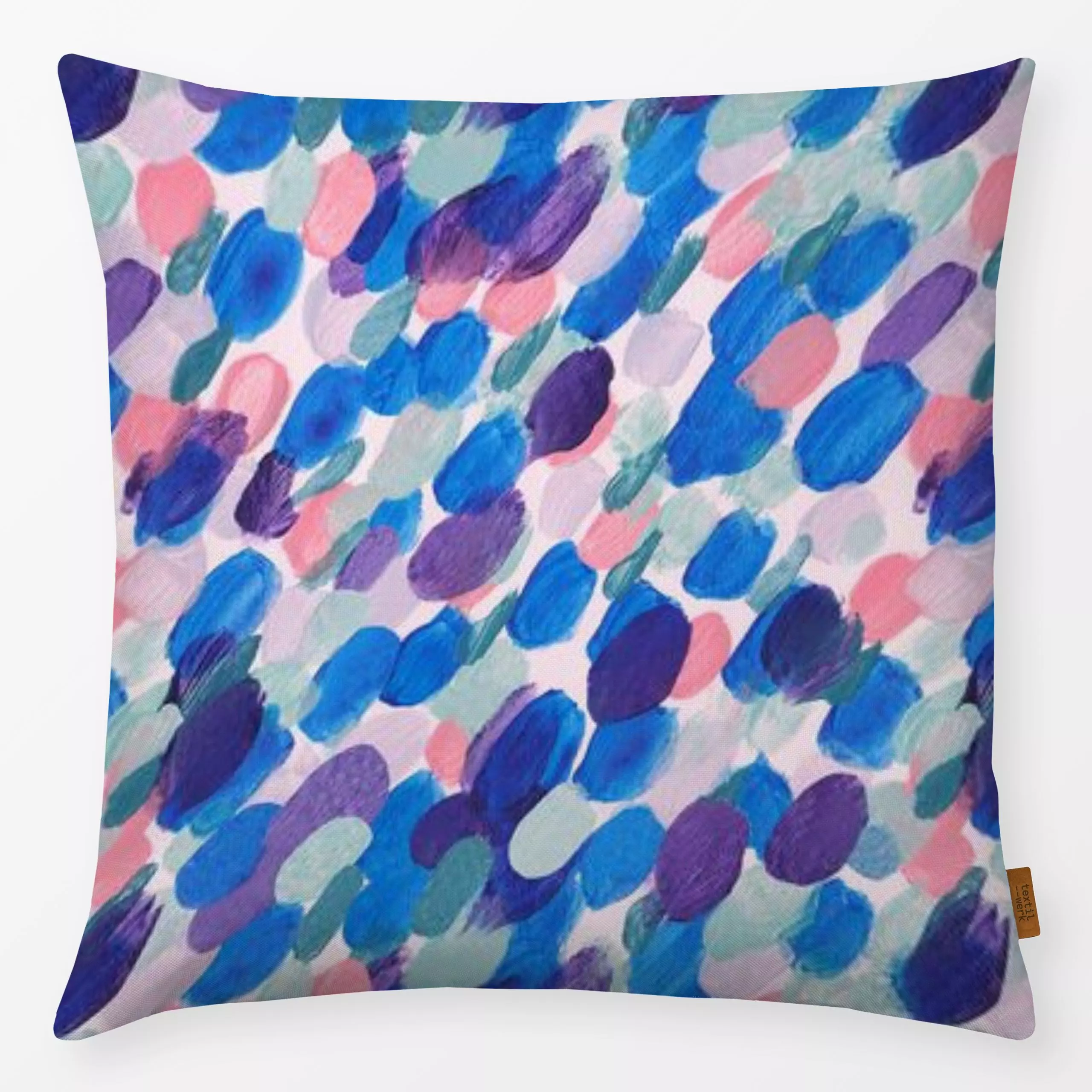 Kissen couleur lilas bleu - Symbole & Muster - von „Iris Knabenschuh Textildesign"; Muster, Punkte, Pinselstrich, Dots, form...