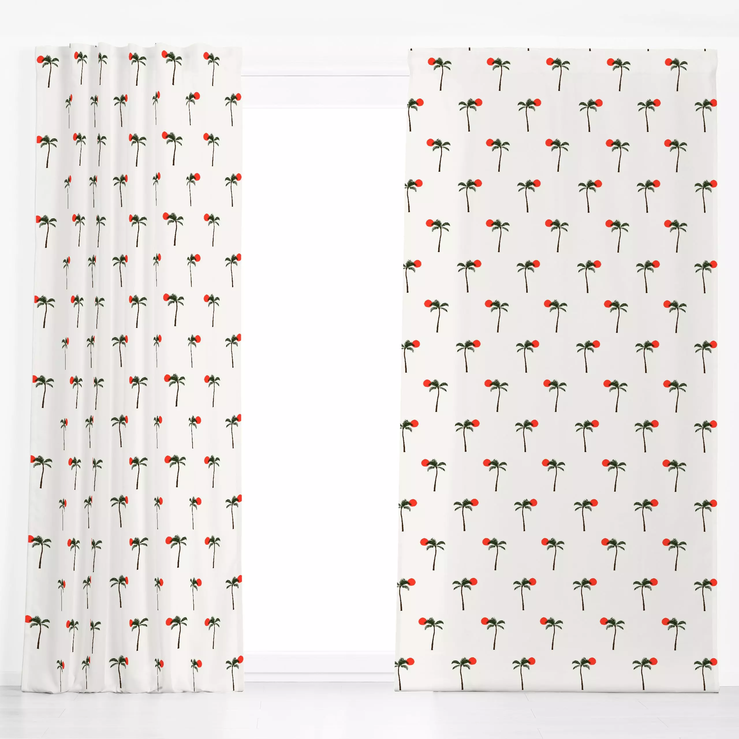 Dekovorhang Palmen Pattern Beige - Sommer, Pflanzen & Botanik - von „Sophie Augustin Illustration"; Palmen, Strand, Sommer, ...