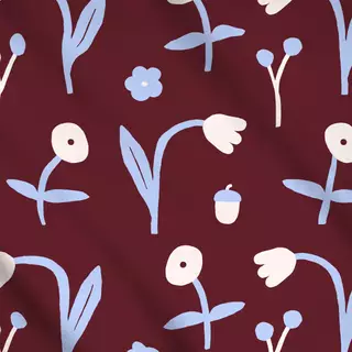 Meterware Blumen Herbst Bordeaux