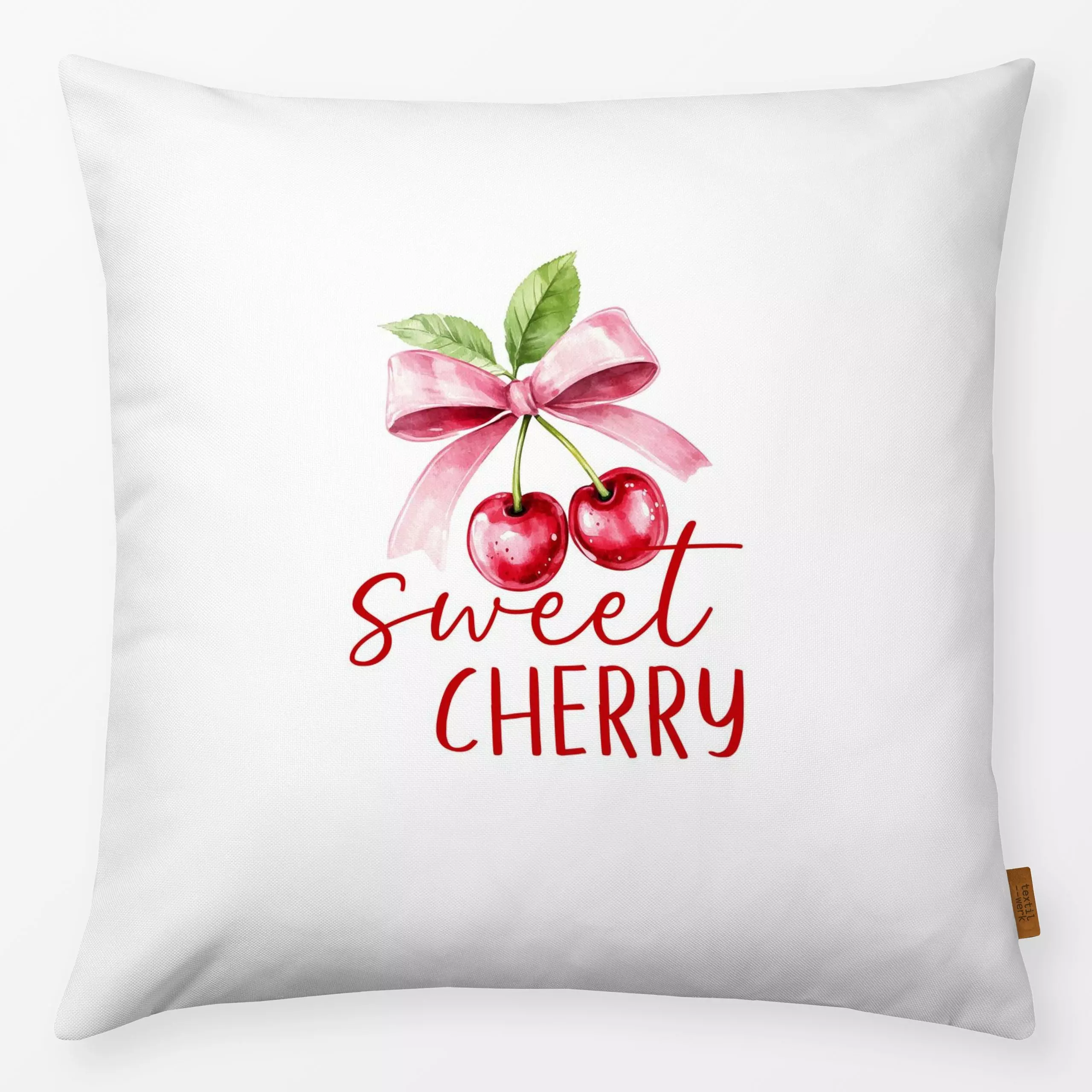 Kissen Sommer - Sweet Cherry - Sommer, Sprüche & Schriftzüge, Früchte - von „Uta Naumann"; Obst, Wasserfarben, Garten, Kirsc...