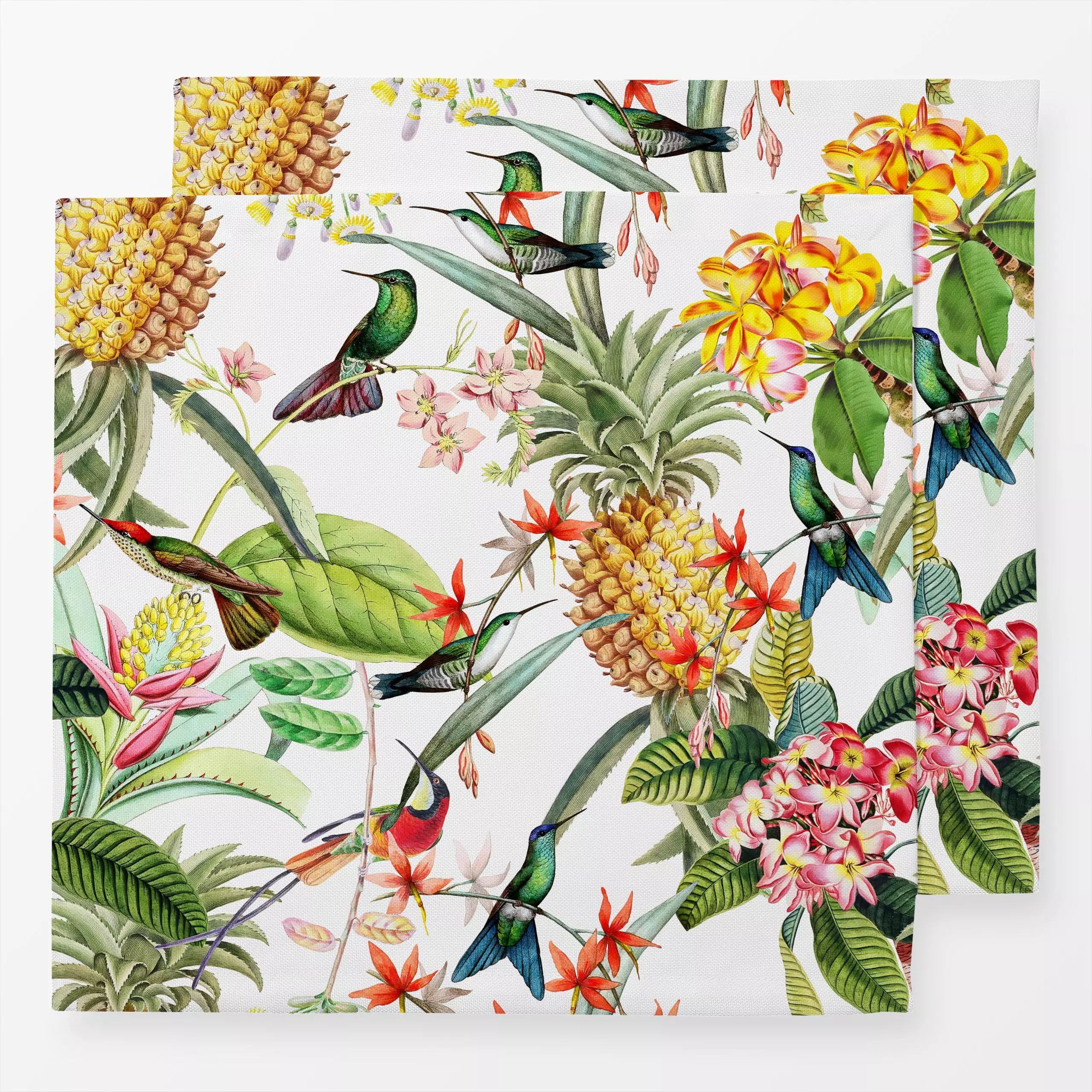 Servietten Kolibri im Dschungel - Blumen & Florales, Retro & Vintage - von „Uta Naumann"; boho, Natur, Garten, Dschungle, Vo...