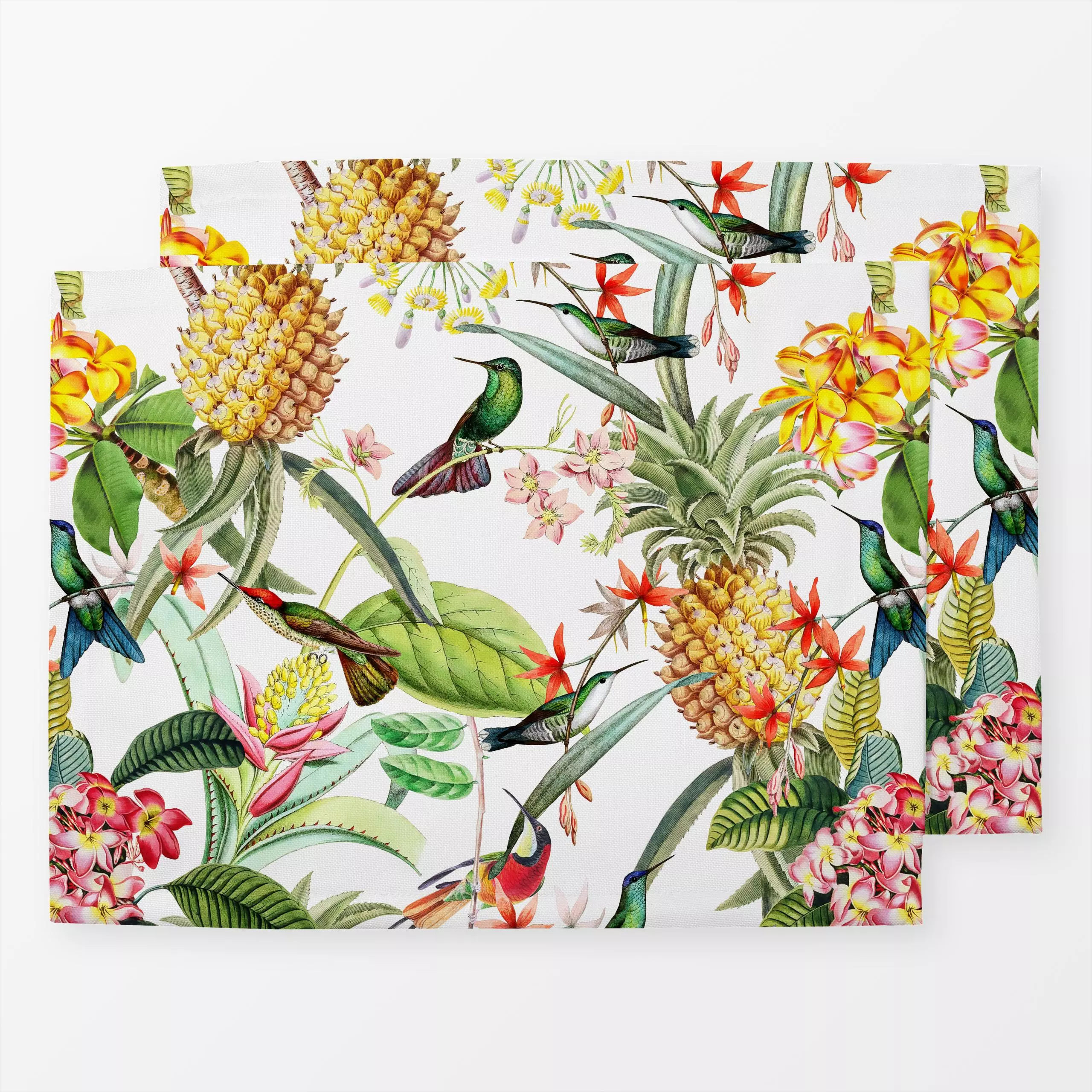 Tischset Kolibri im Dschungel - Blumen & Florales, Retro & Vintage - von „Uta Naumann"; boho, Natur, Garten, Dschungle, Voge...