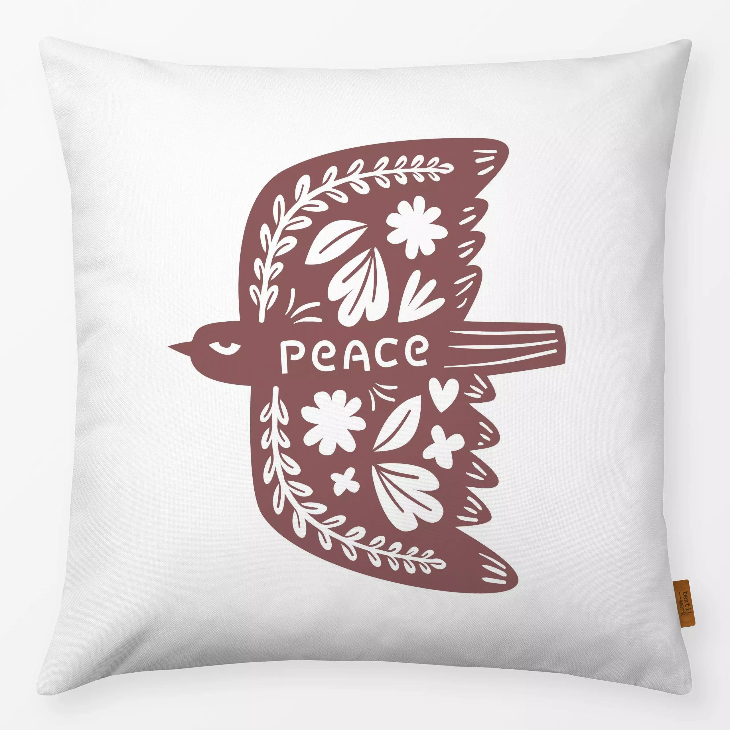 Kissen Skandinavischer Vogel Frieden - Sprüche & Schriftzüge, Symbole & Muster, Pflanzen & Botanik - von „Heyduda"; Muster, ...