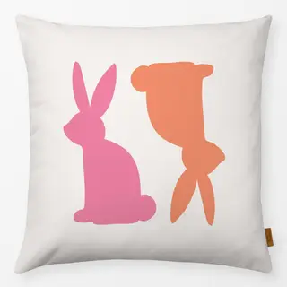 Kissen Hasen Duo orange pink