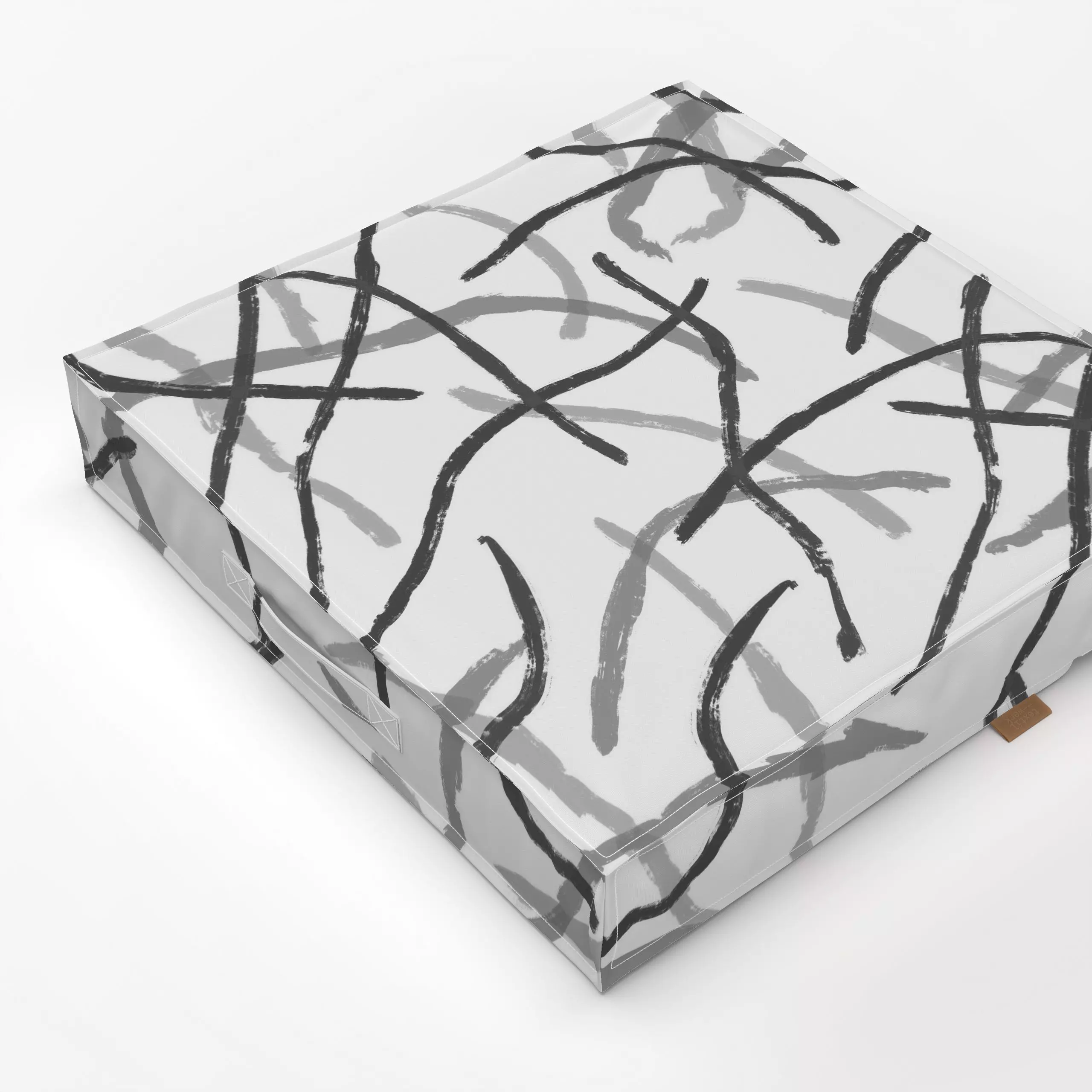 Bodenkissen Loose Stripes BW - Symbole & Muster - von „Janna Schipper"; linie, Linien, abstrakt, Striche, monochrom, pattern...