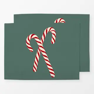 Tischset Xmas - Zuckerstange  grün