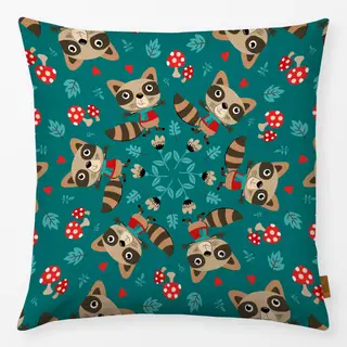 Kissen Kleiner Waschbär - türkisgrün