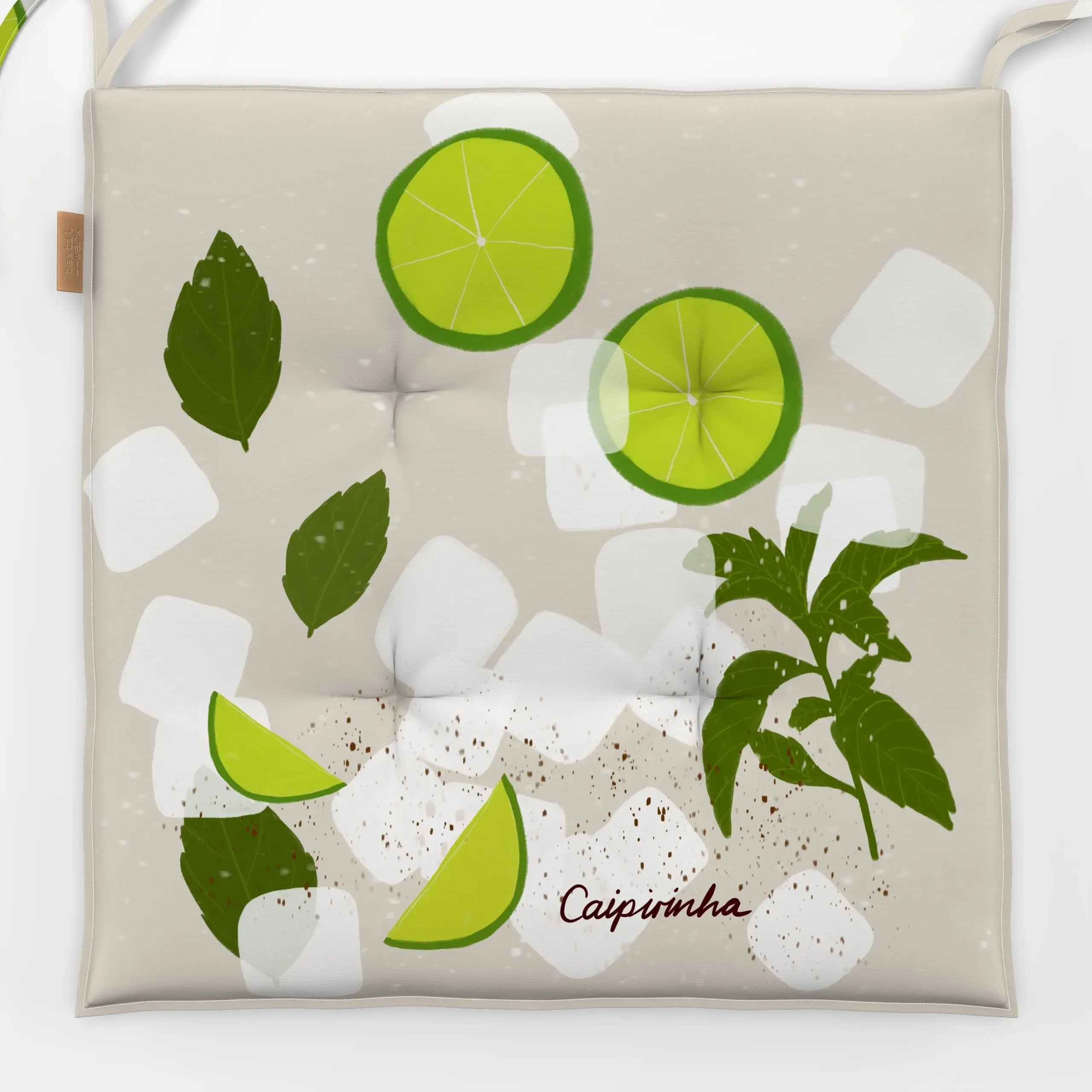 Sitzkissen Caipirinha Close Up - Küche, Essen & Trinken - von „Sophie Augustin Illustration"; Limette, Minze, Cocktail, Drin...