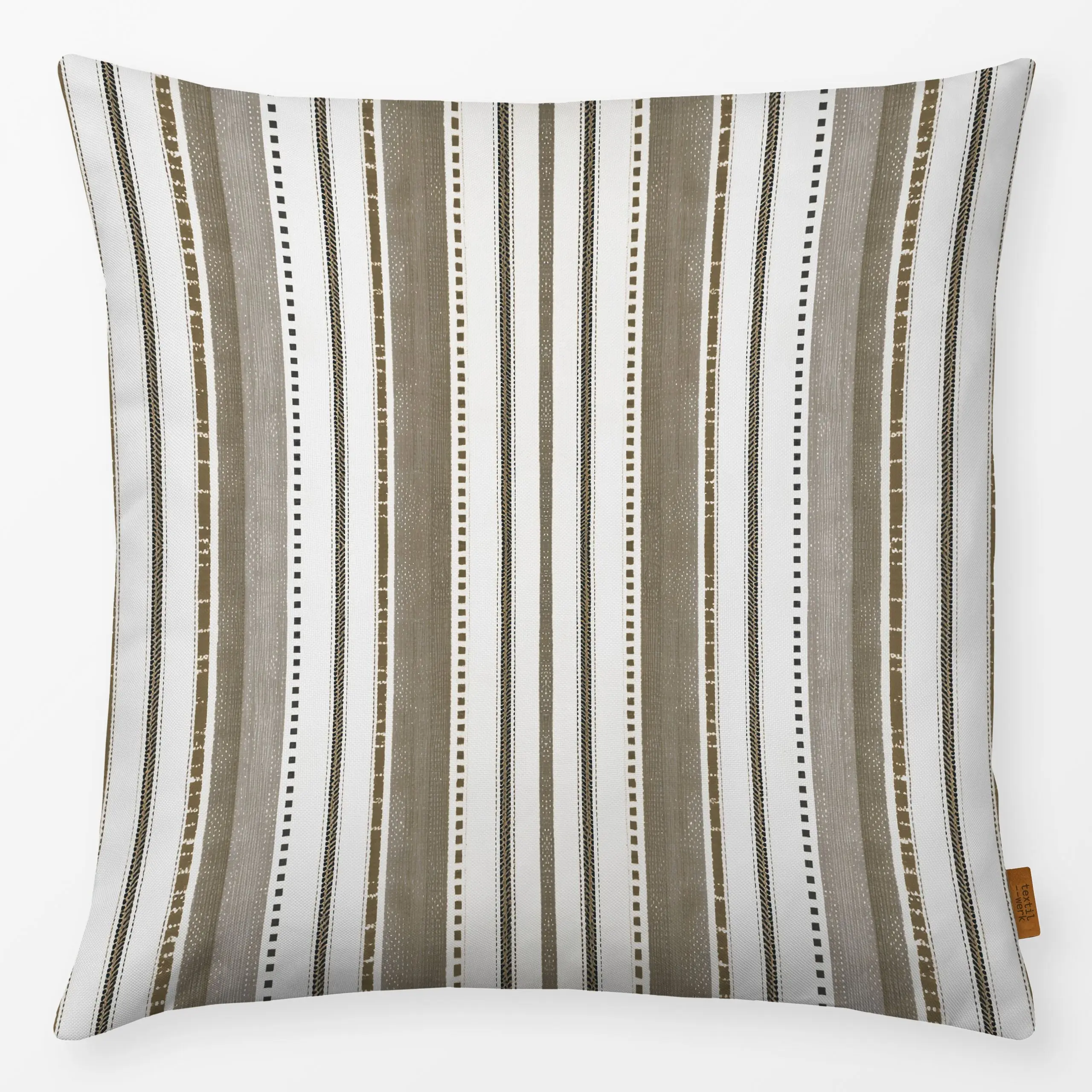 Kissen Rustic Linen Stripes Beige - Symbole & Muster - von „Andrea Haase"; Streifen, erdfarben, herbstlich, neutral, gestrei...