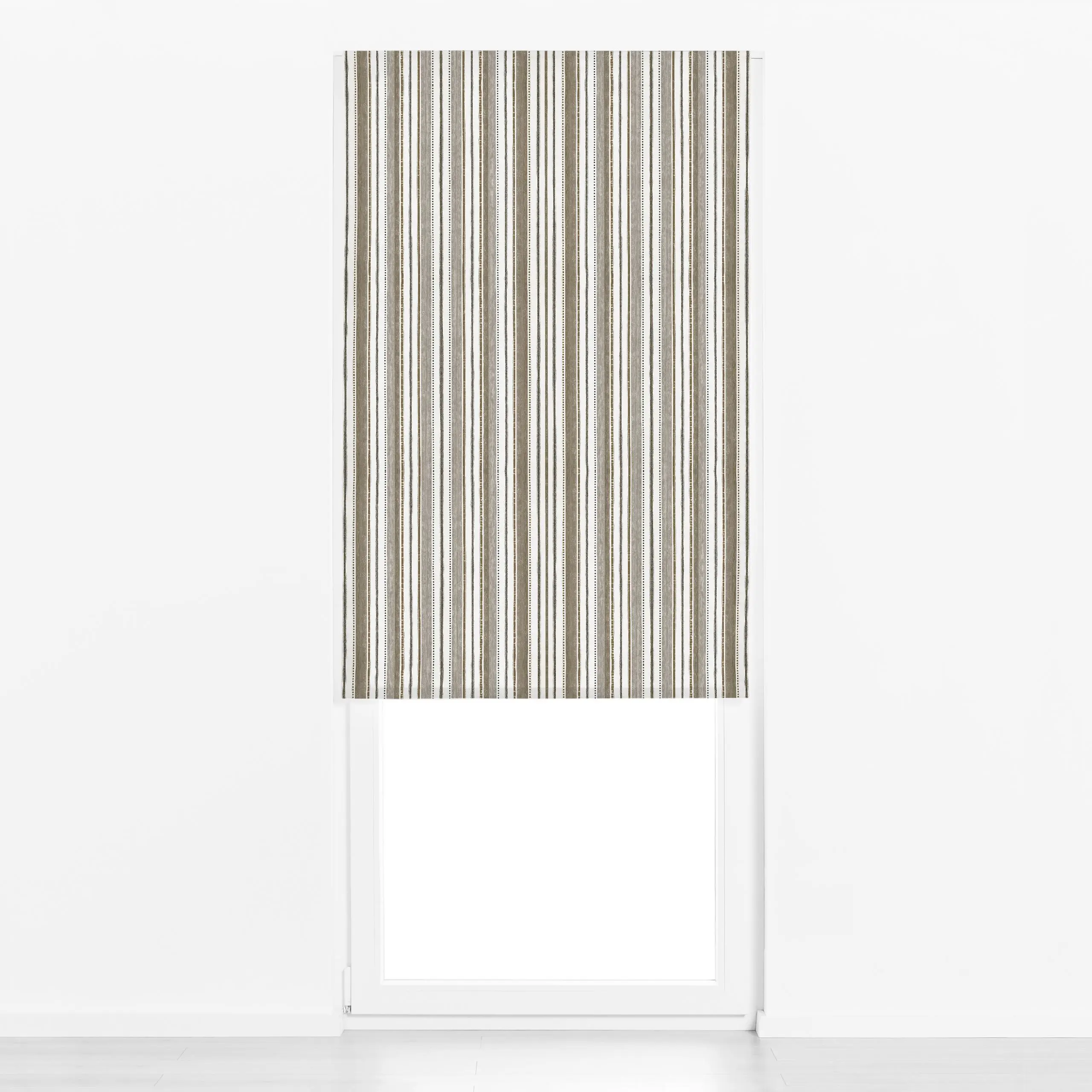 Raffrollo Rustic Linen Stripes Beige - Symbole & Muster - von „Andrea Haase"; Streifen, erdfarben, herbstlich, neutral, gest...