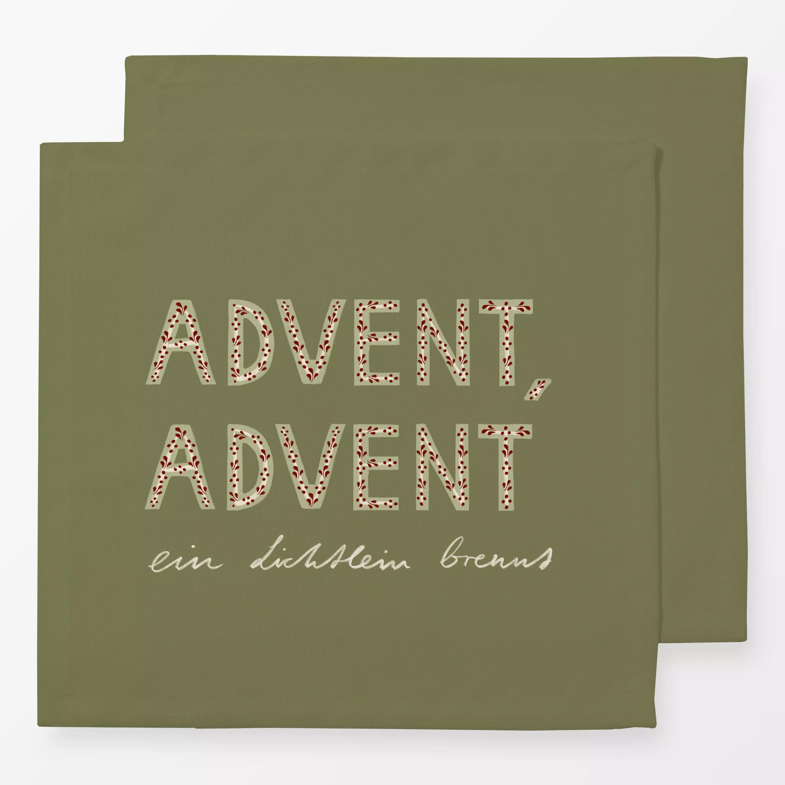 Servietten Advent Advent Grün - Sprüche & Schriftzüge, Weihnachten - von „Sophie Augustin Illustration"; Weihnachten, typogr...