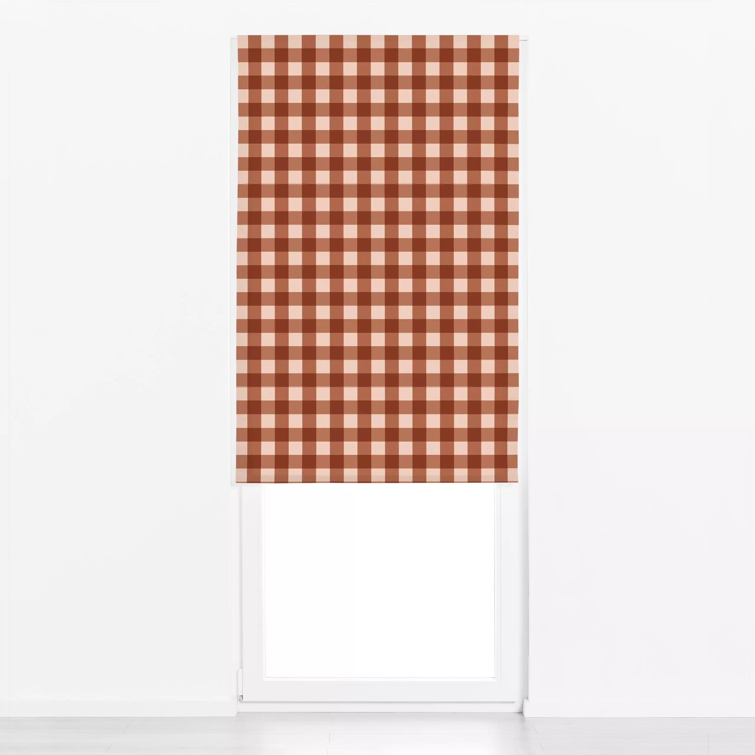 Raffrollo Terrakotta Gingham Checks - Herbst, Symbole & Muster - von „Uta Naumann"; boho, Muster, Karo, Herbst, kariert, gin...