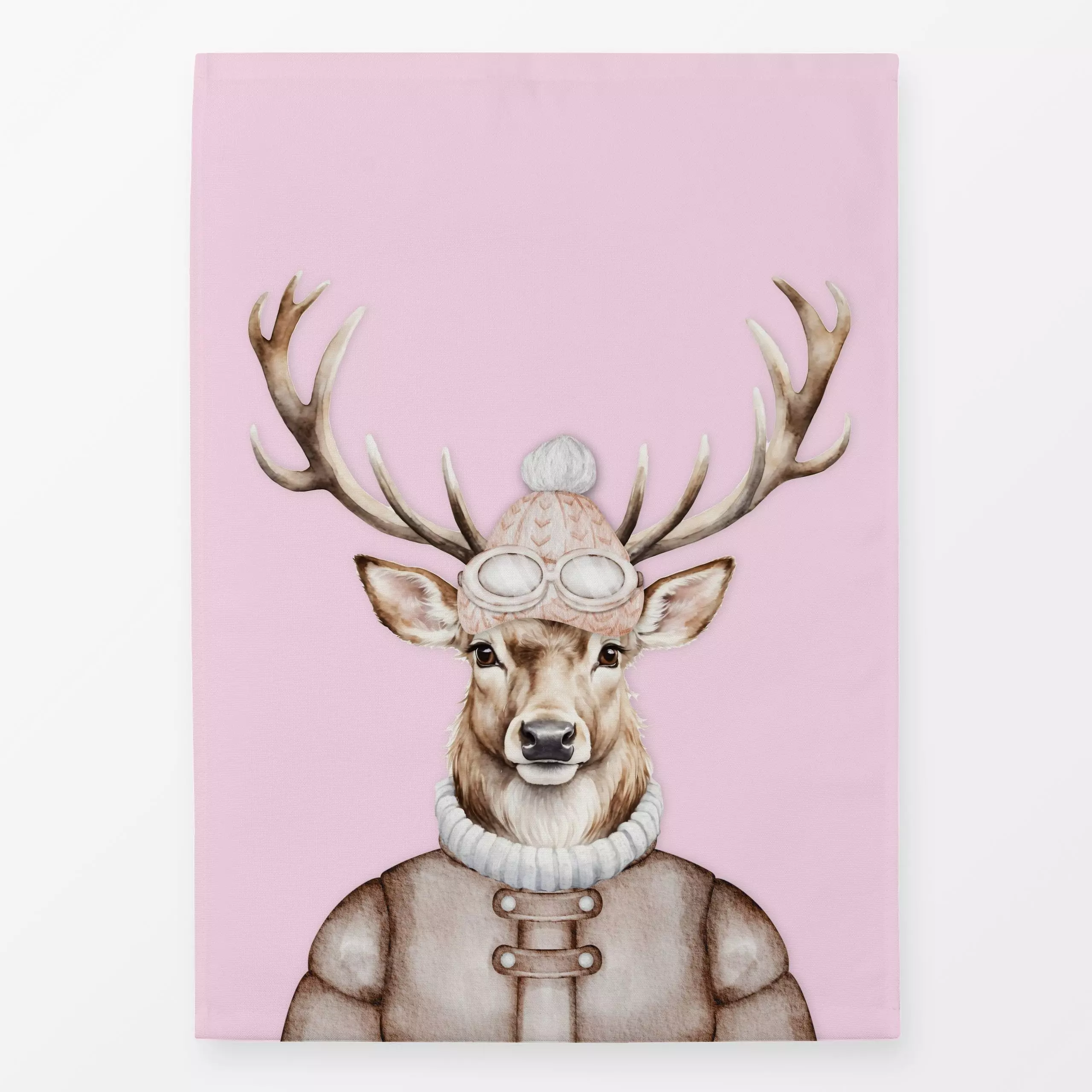 Geschirrtücher AlpenChic Hirsch mit Mütze - Tiere, Winter - von „Monika Strigel"; Lustig, Winter, Hirsch, cool, MonikaStrige...