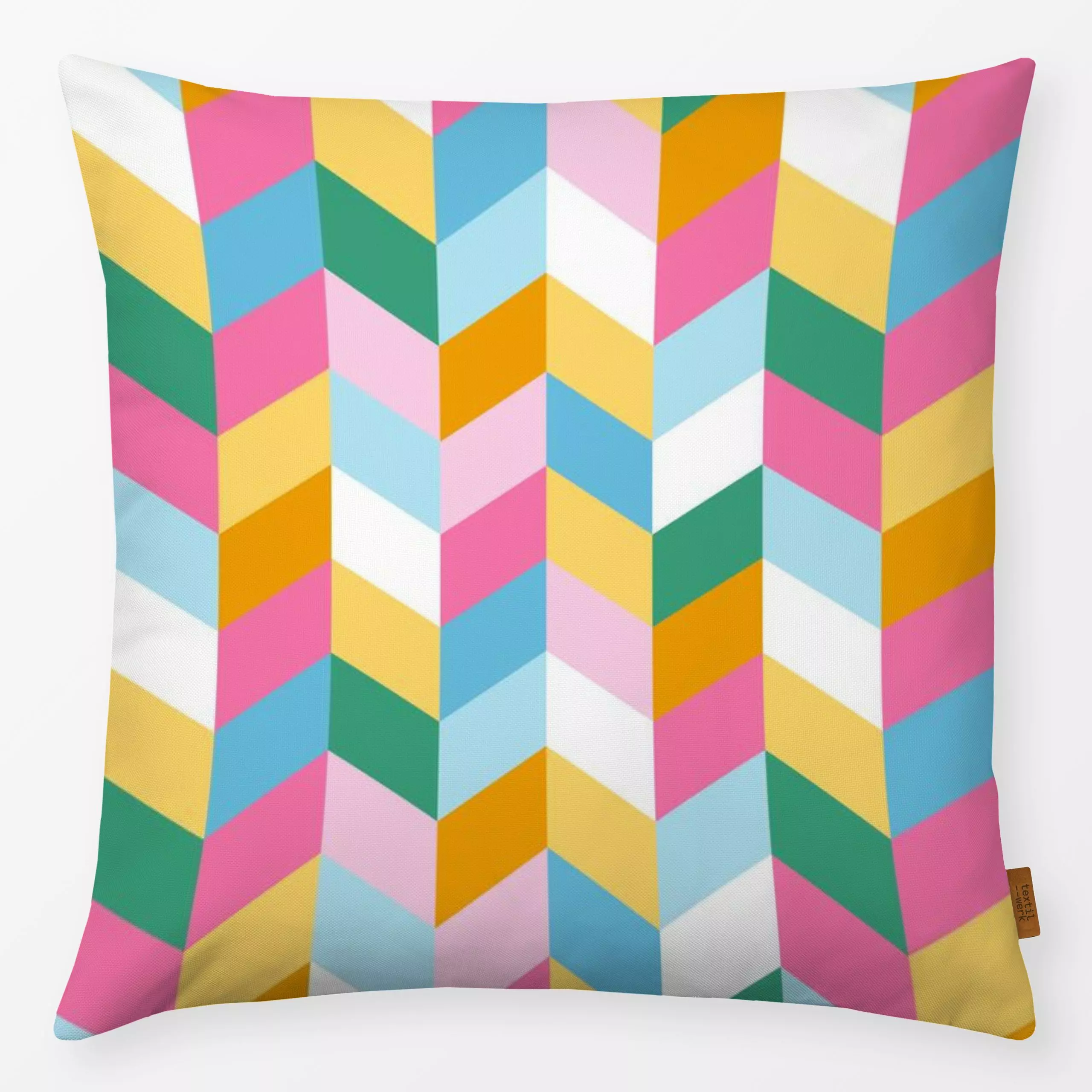 Kissen Chevron bunt - Sommer, Symbole & Muster - von „Vivian Hasenclever"; tropisch, Sommer, Lustig, bunt, Beach, farbenfroh...