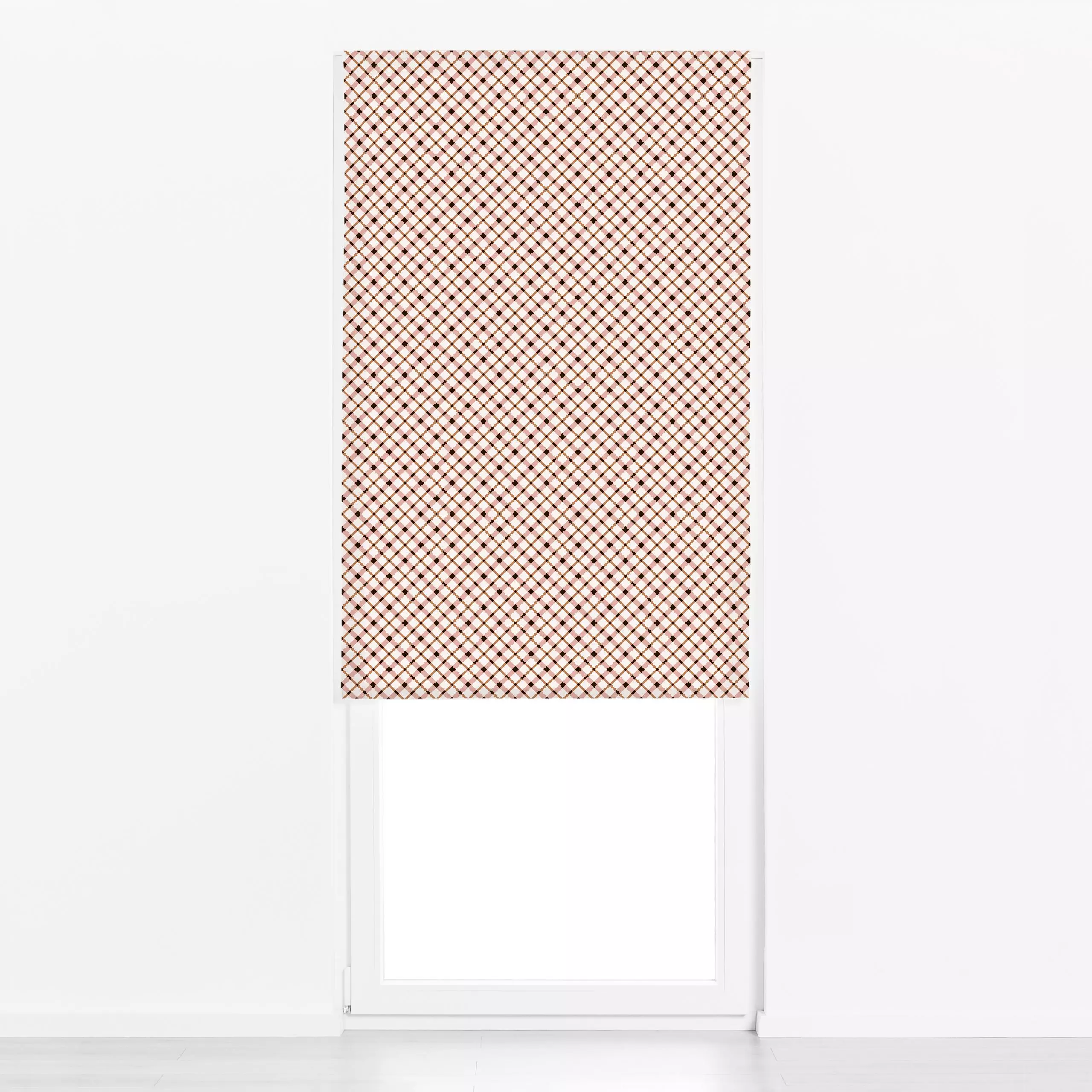 Raffrollo Karos beige braun - Herbst, Symbole & Muster - von „Kathrin Woo"; kleingemustert, Geometrisch, Herbst, Herbstdeko,...