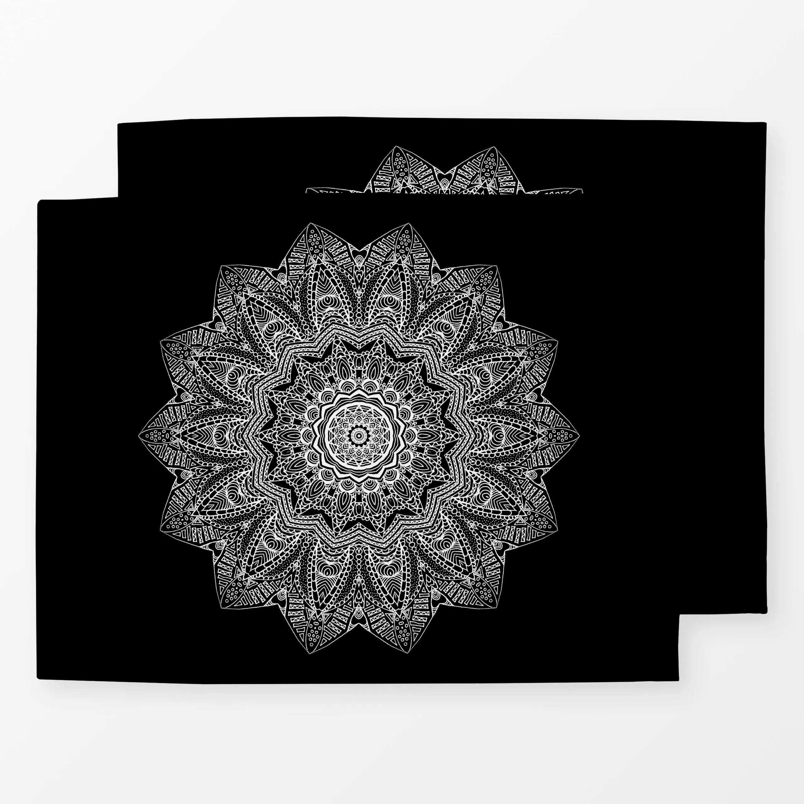 Tischset Clarity Mandala - Herbst, Symbole & Muster - von „Monika Strigel"; boho, hippie, schwarz, Yoga, Sterne, mandala, We...