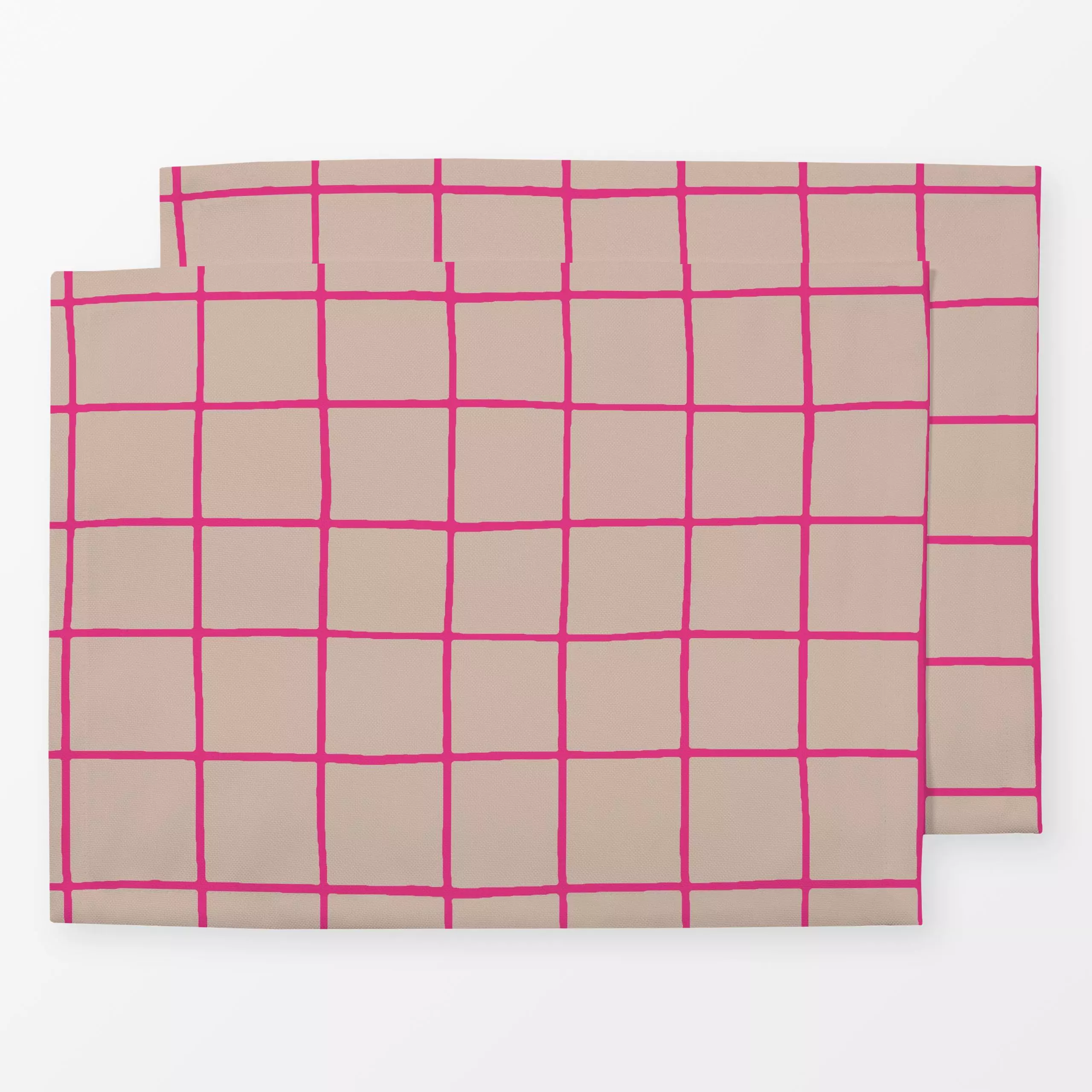 Tischset Checks pink, gemustert, von Studio Kesse