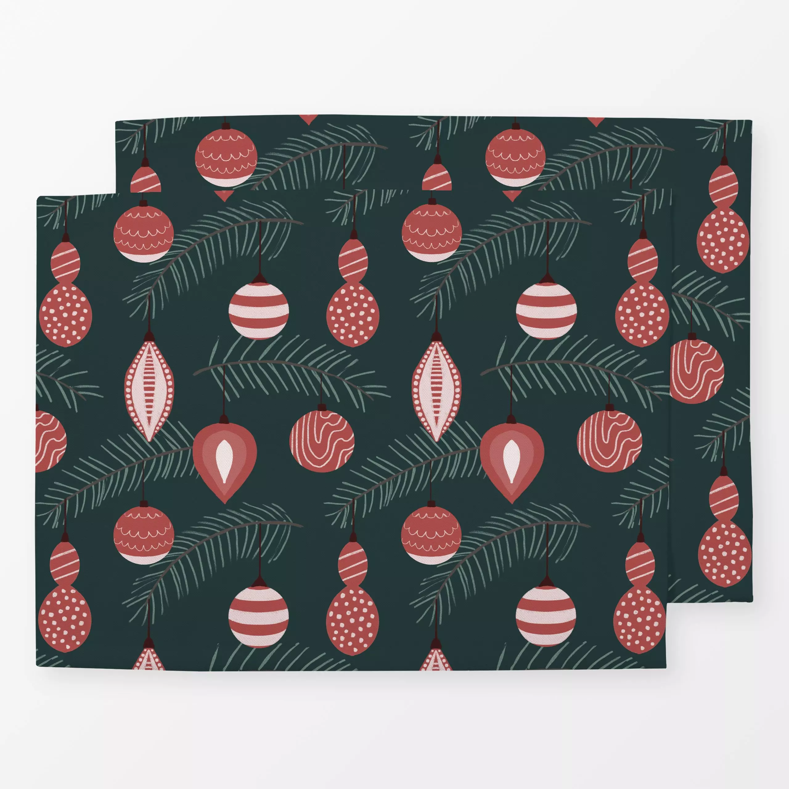 Tischset Retro Weihnachten Rot Grün - Weihnachten, Winter, Retro & Vintage - von „Mareen Heinz"; Muster, Retro, Weihnachtsba...