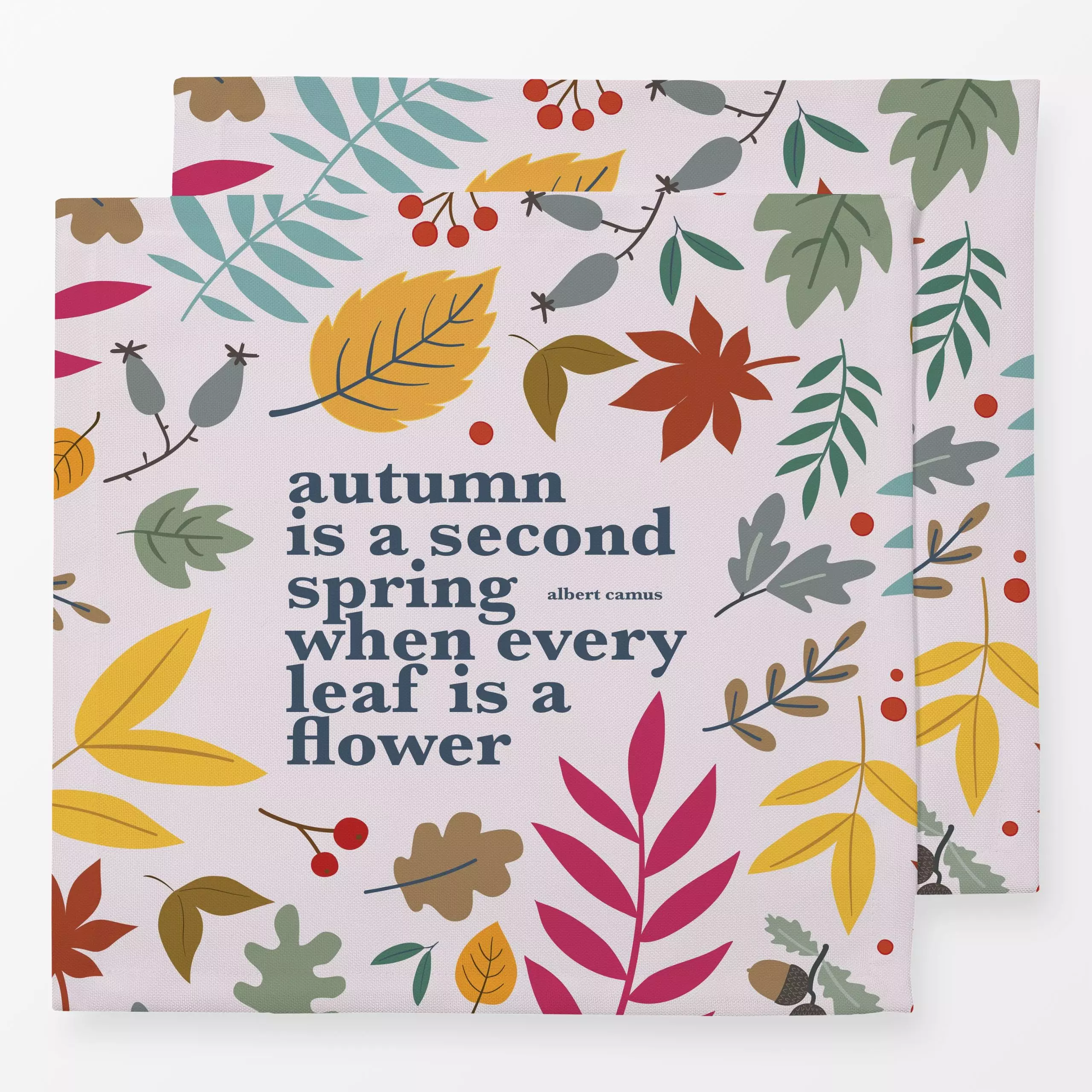Servietten Herbst Blätter Zitat rosé - Herbst, Sprüche & Schriftzüge - von „Heyduda"; Blatt, Laub, modern, geschenkidee, Her...