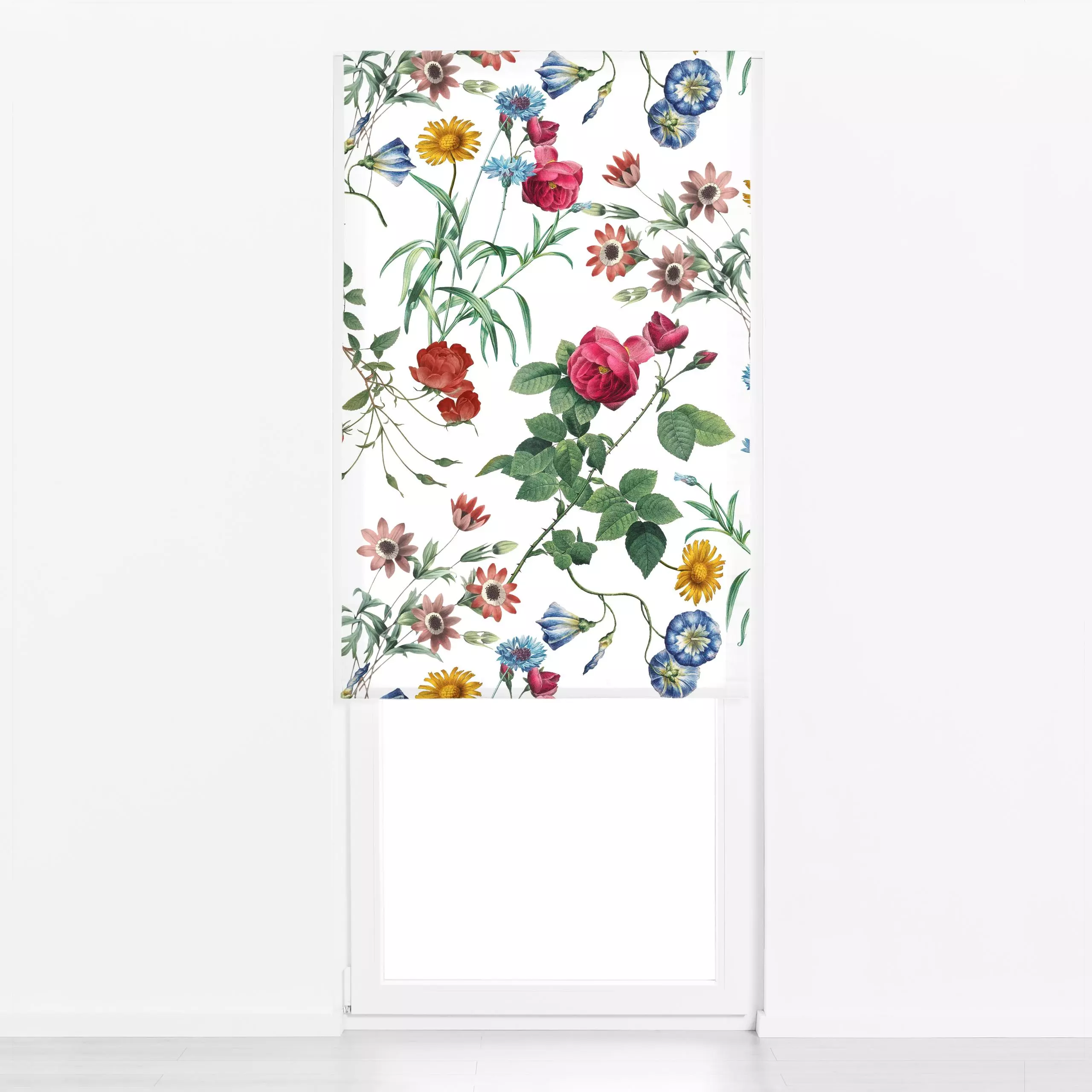 Raffrollo Vintage Rosen und Sommerblumen - Blumen & Florales, Retro & Vintage - von „Uta Naumann"; boho, Natur, Blumen, Rose...
