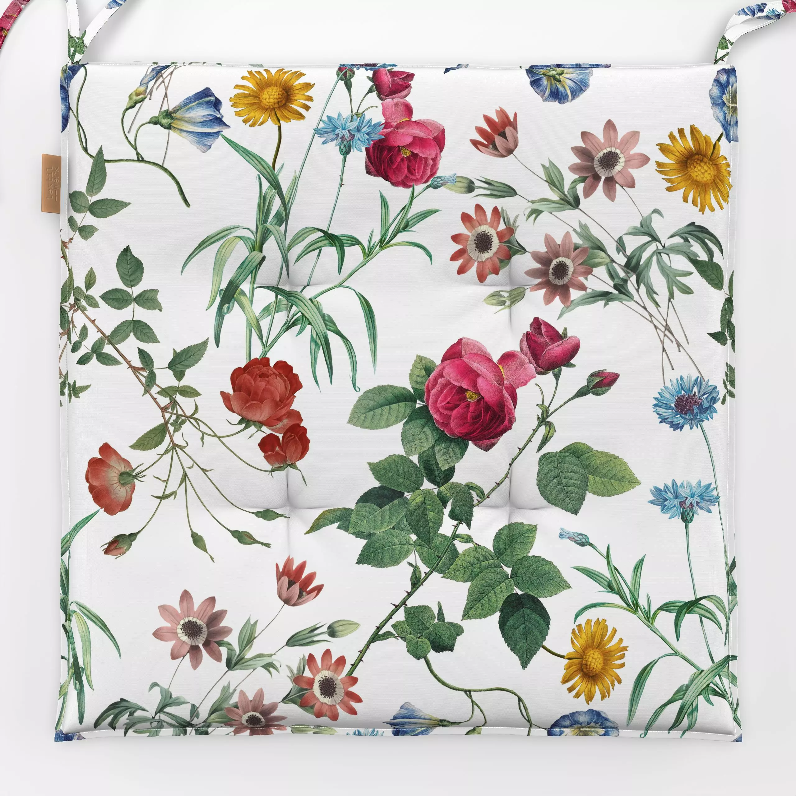 Sitzkissen Vintage Rosen und Sommerblumen - Blumen & Florales, Retro & Vintage - von „Uta Naumann"; boho, Natur, Blumen, Ros...
