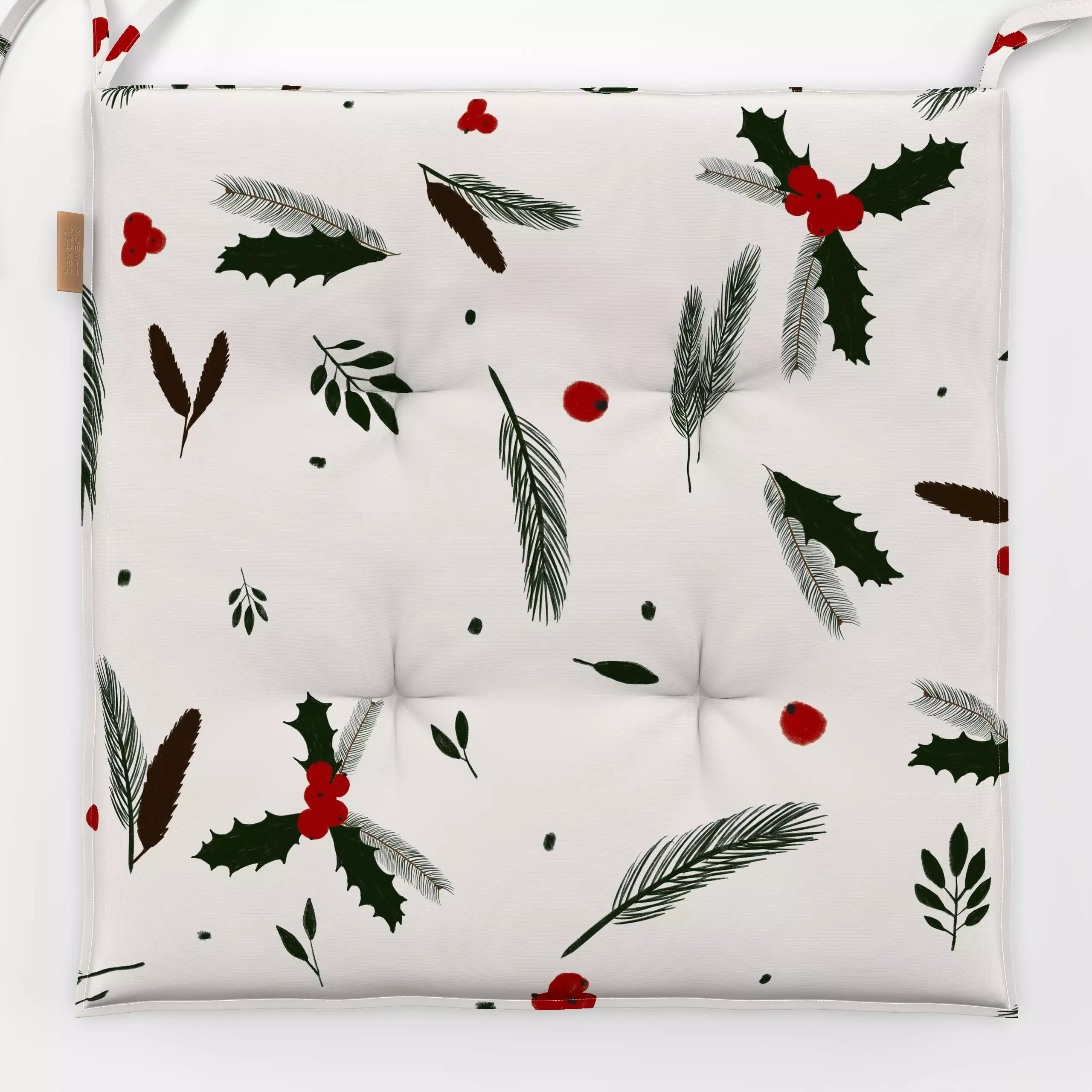 Sitzkissen Zweige Weihnachten - Weihnachten, Pflanzen & Botanik - von „Sophie Augustin Illustration"; Weihnachten, Mistelzwe...