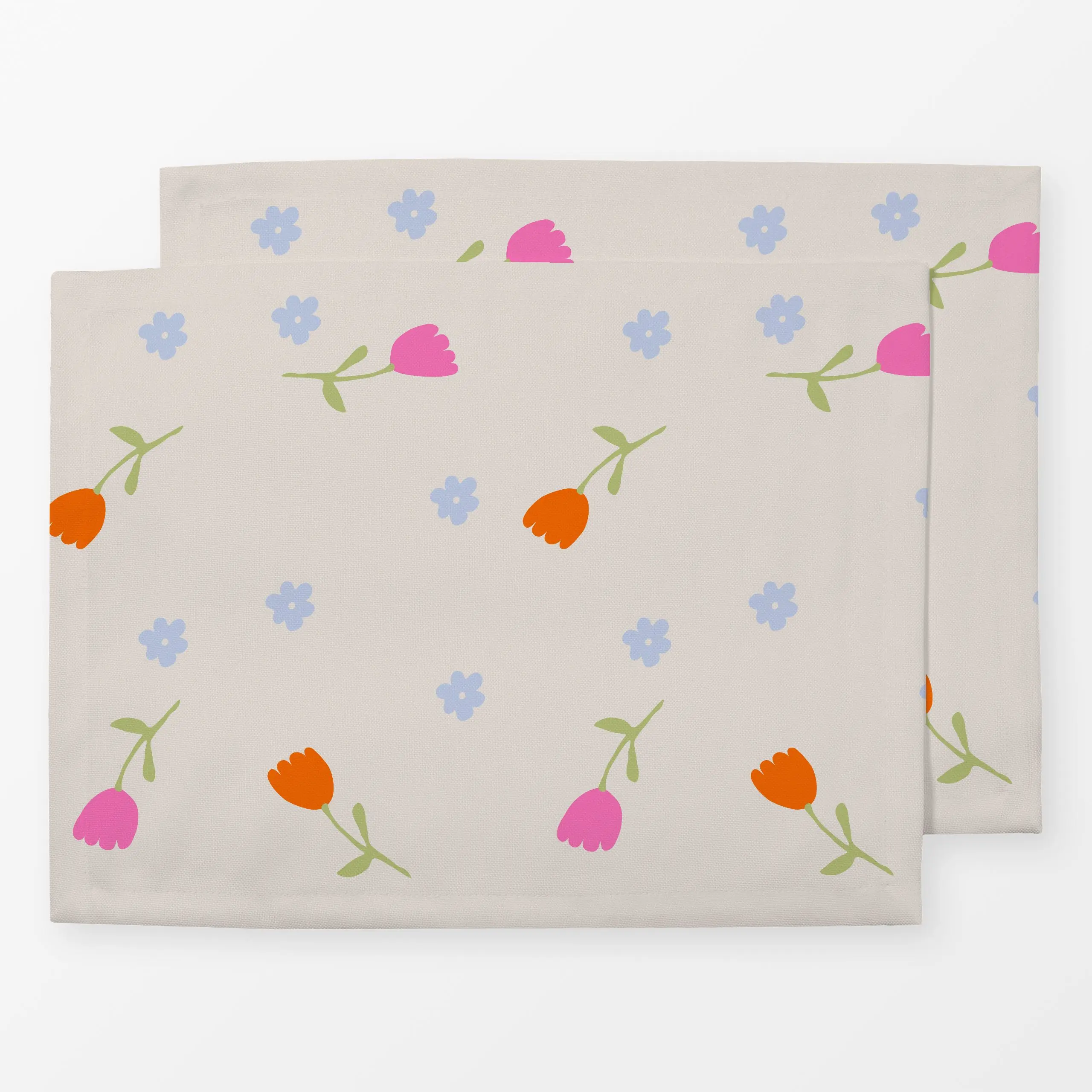 Tischset Tulpen Frühlingsblumen Beige, Blumen, Ostern, von Alisa Knöß