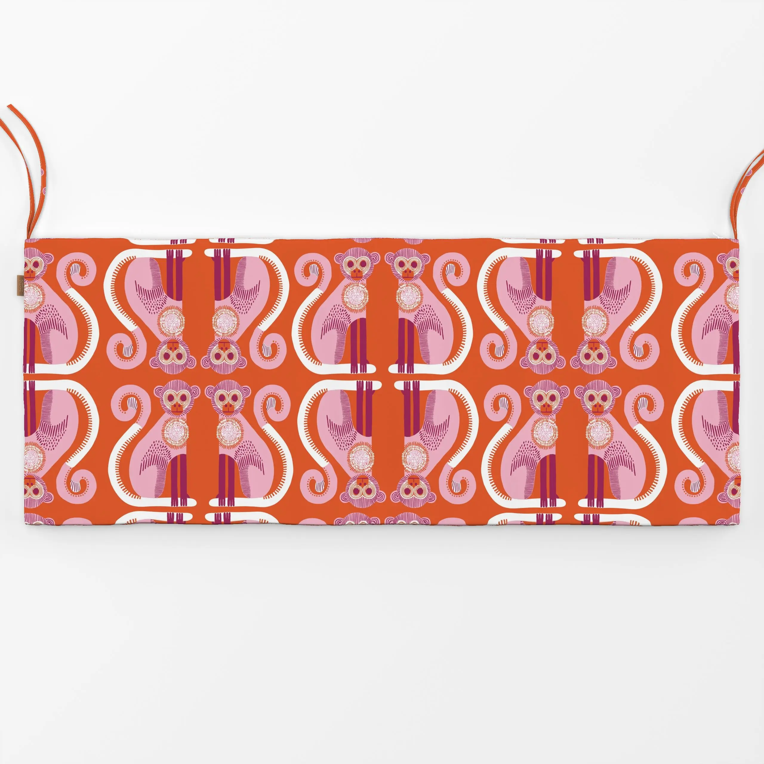 Bankauflage Affen Allover orange - Sommer, Tiere, Safari & Dschungel - von „moDeern Design Studio"; boho, tropisch, tropical...