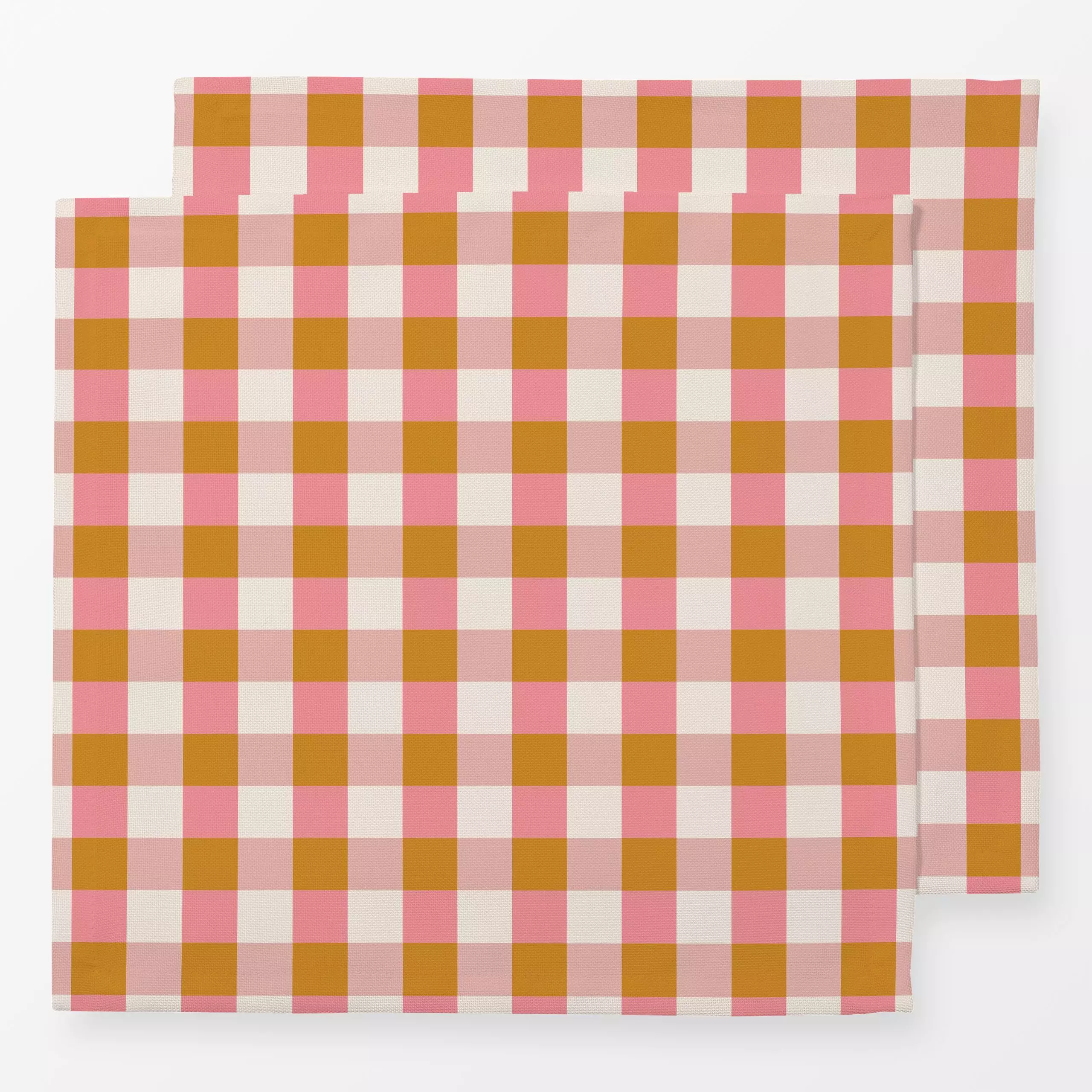 Servietten Picknick Plaid yellow pink - Symbole & Muster - von „Kathrin Woo"; Kissen, Karos, kariert, Landhausstil, Checker,...