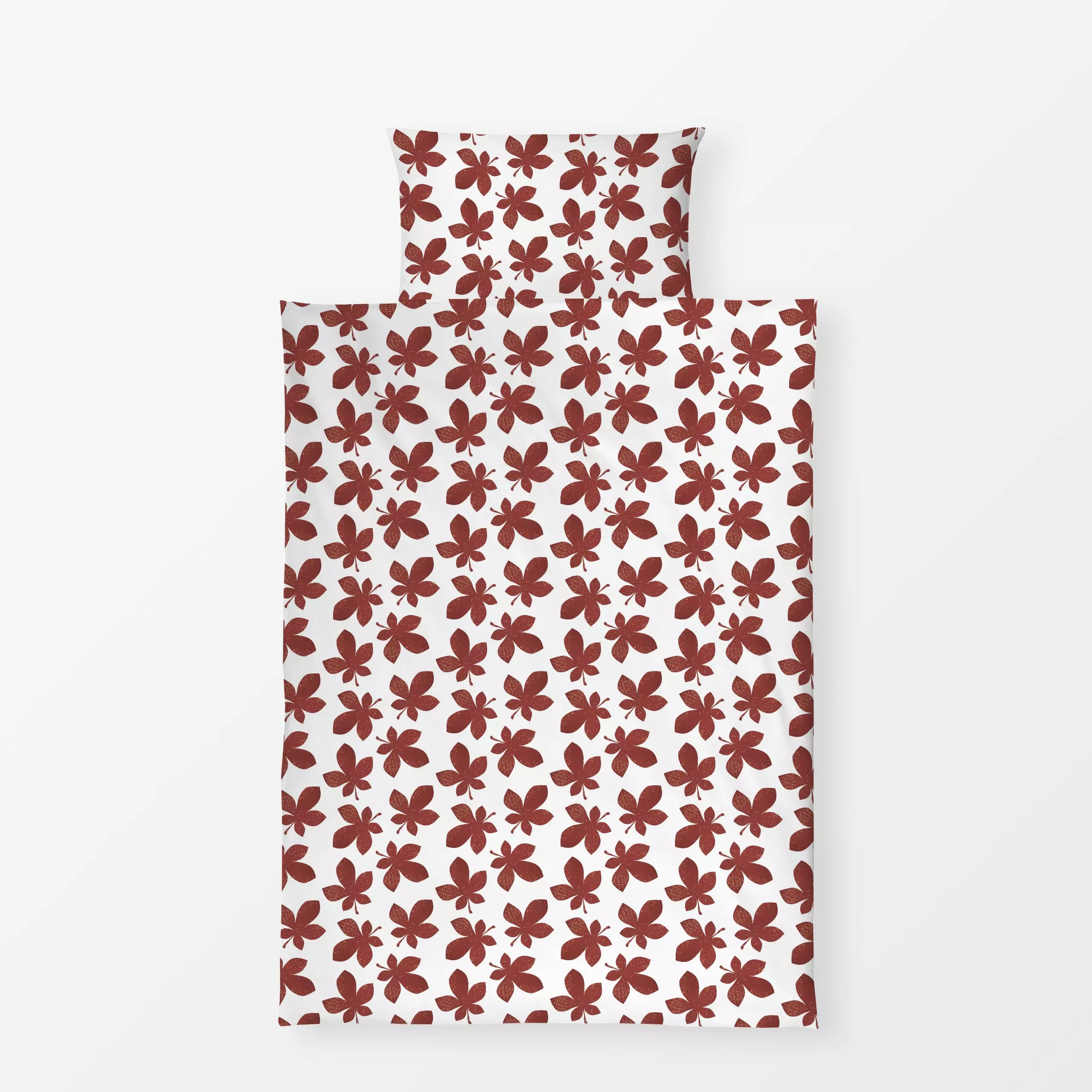 Bettwäsche Muster Kastanienblätter - Blumen & Florales, Herbst - von „Kerstin Ax"; Muster, Blätter, Herbst, rot, Weiss, herb...